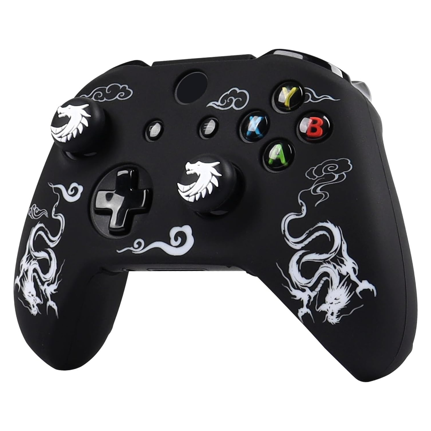 Habillages de manette pour PS4, habillage de manette en silicone compatible/manette PS4 Slim/PS4 Pro avec 2 capuchons antidérapants mignons, dragon