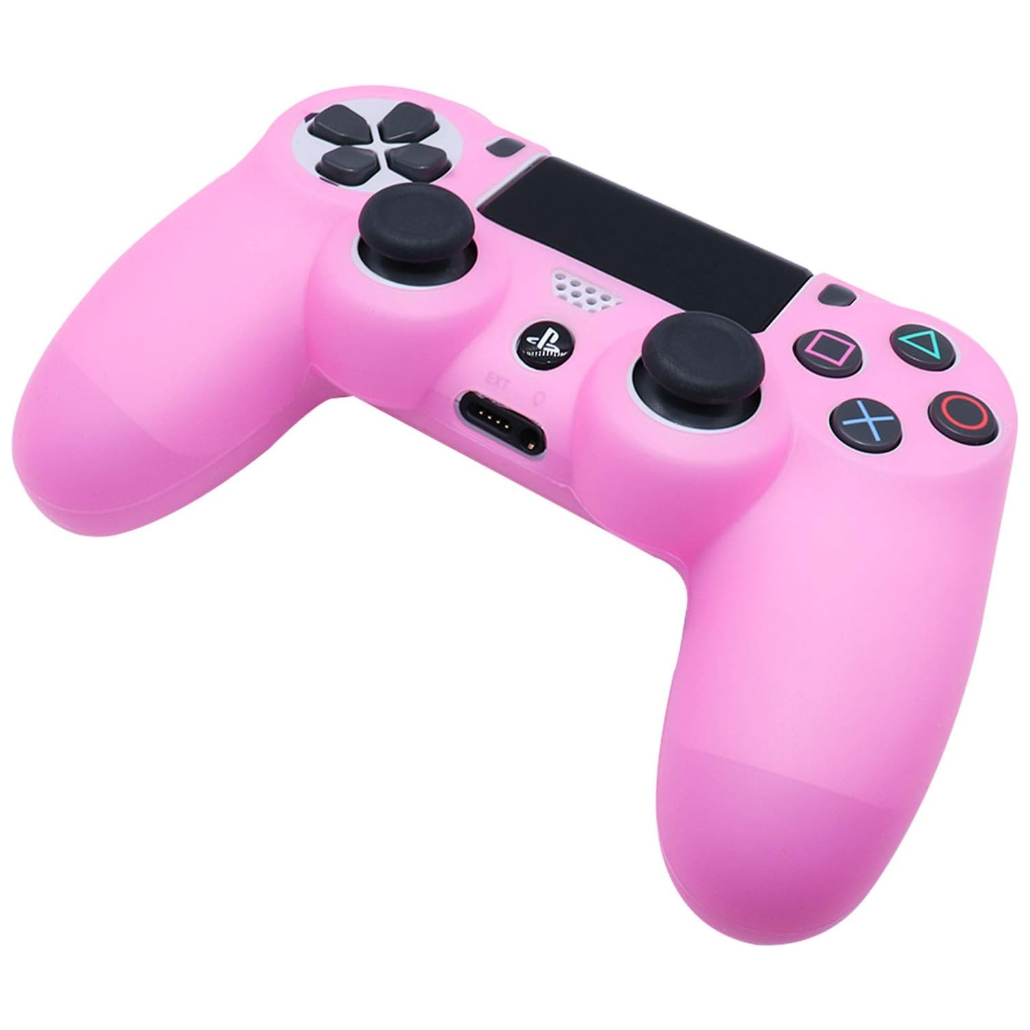 Habillages de manette pour PS4, habillage de manette en silicone compatible/manette PS4 Slim/PS4 Pro avec 2 capuchons antidérapants adorables, rose