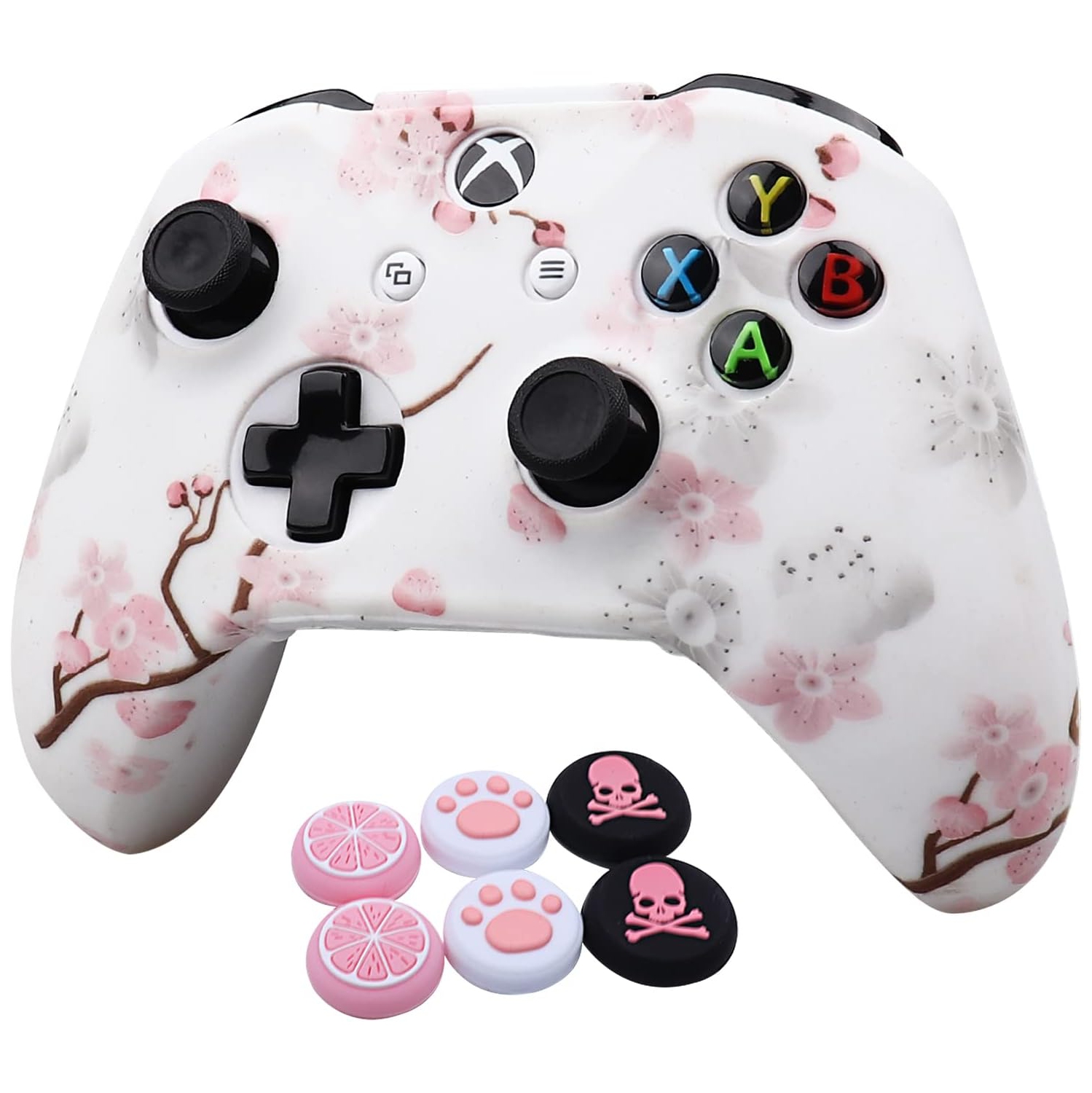 Habillages de manette pour PS4, habillage de manette en silicone compatible/manette PS4 Slim/PS4 Pro avec 2 capuchons antidérapants, blanc