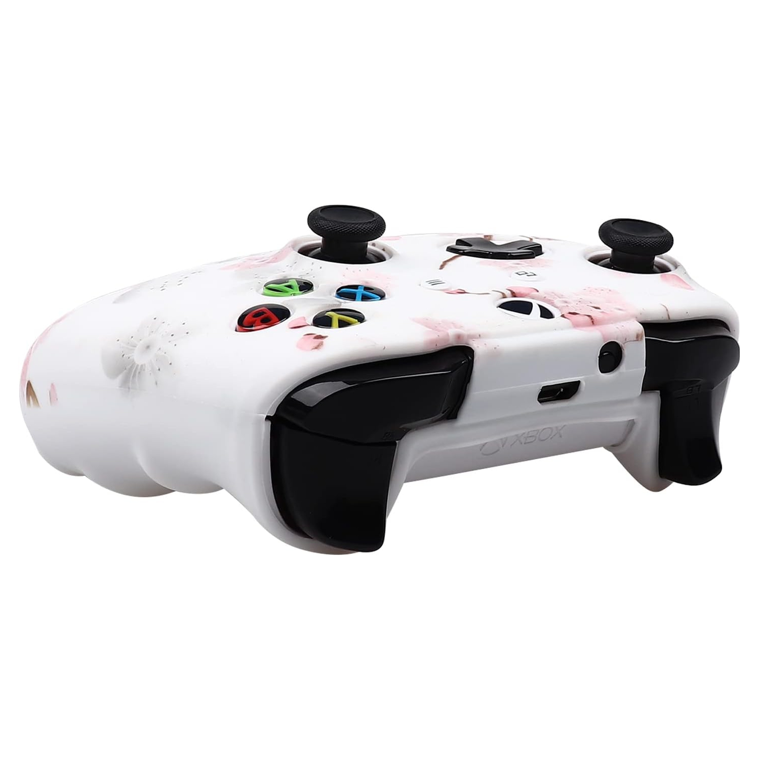 Habillages de manette pour PS4, habillage de manette en silicone compatible/manette PS4 Slim/PS4 Pro avec 2 capuchons antidérapants, blanc