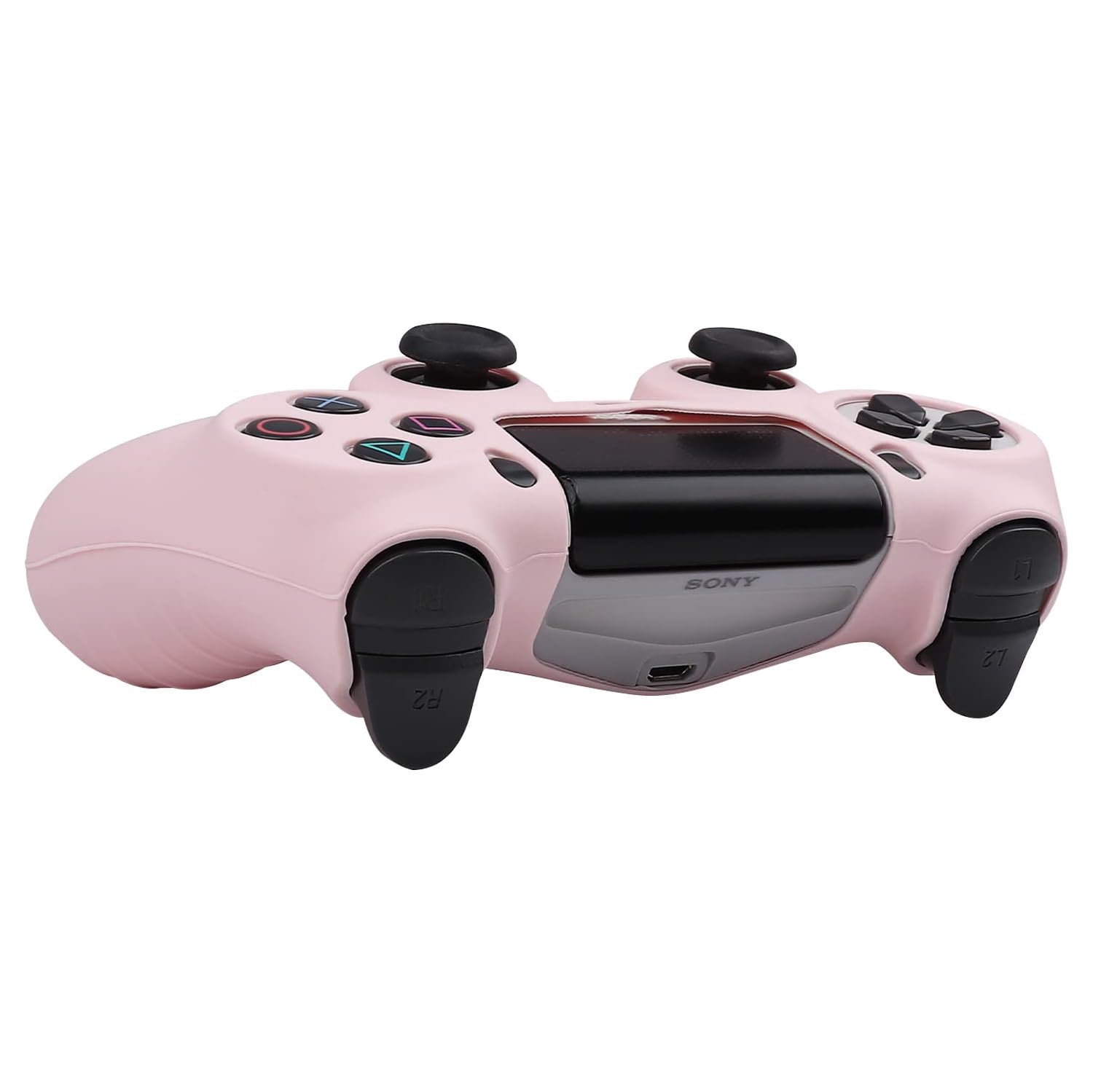 Controller Skins for PS4, Silicone Controller Cover Skin Protector Compatible /PS4 Slim/PS4 Pro Controller with 2 Cute Thumb Grips Caps,Purepink