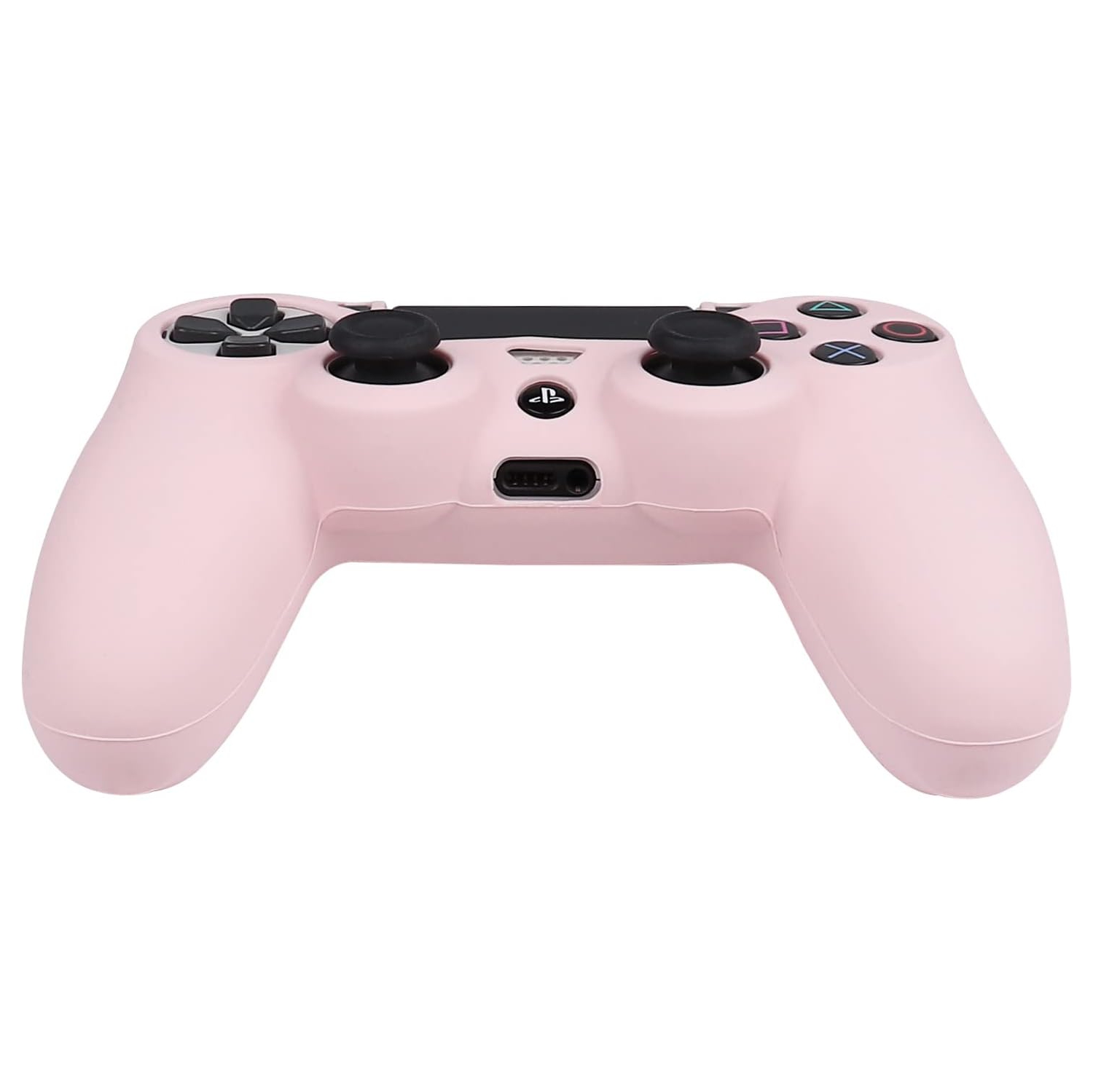 Controller Skins for PS4, Silicone Controller Cover Skin Protector Compatible /PS4 Slim/PS4 Pro Controller with 2 Cute Thumb Grips Caps,Purepink