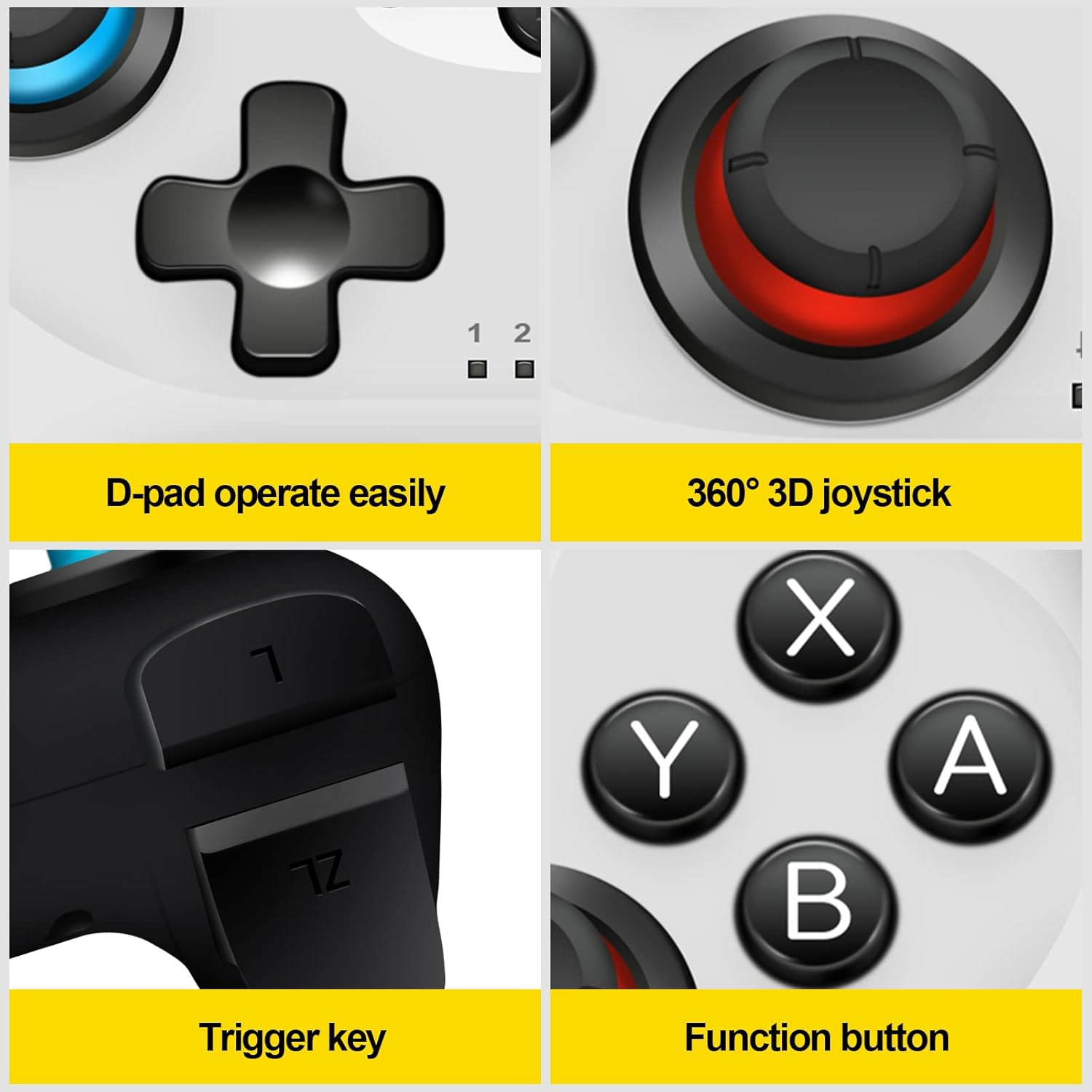 Wireless Pro Controller Switch Lite,Switch Remote Controller Gamepad Joystick, Turbo and Dual Vibration,White