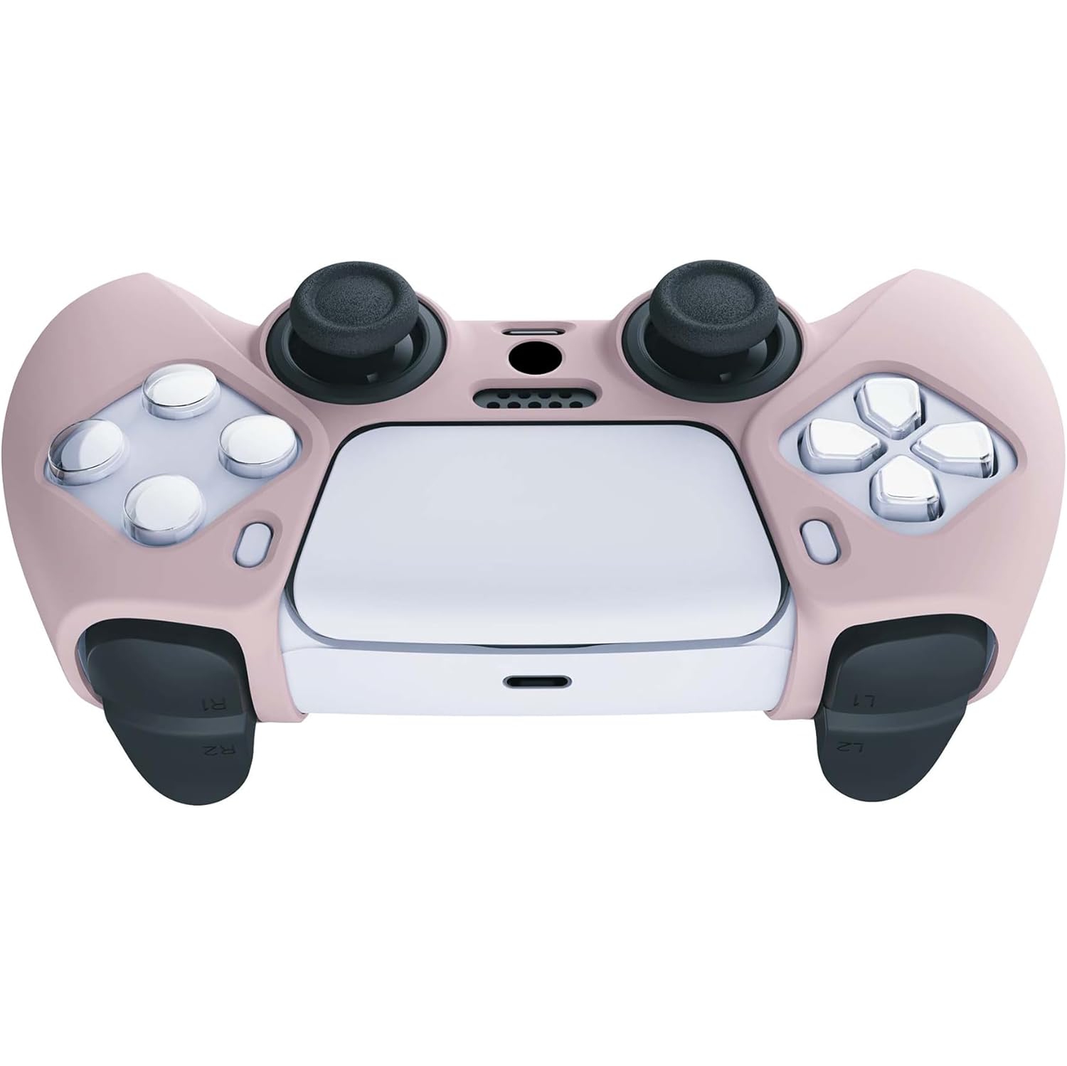 Habillage antidérapant en silicone rose de PlayVital pour manette de PS5, étui en caoutchouc souple pour manette sans fil avec capuchons