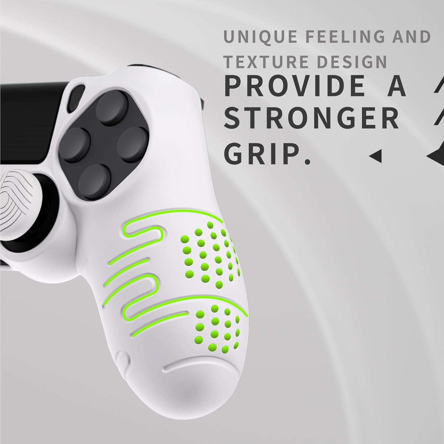 Étui en silicone PlayVital Line pour manette PS4, étui protecteur souple antidérapant avec capuchons antidérapants, blanc