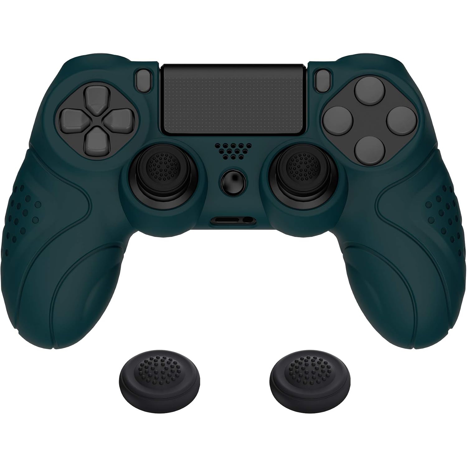 Étui souple ergonomique antidérapant pour manette PS4 Guardian Edition de PlayVital, protecteur en caoutchouc avec capuchons pour manette PS4