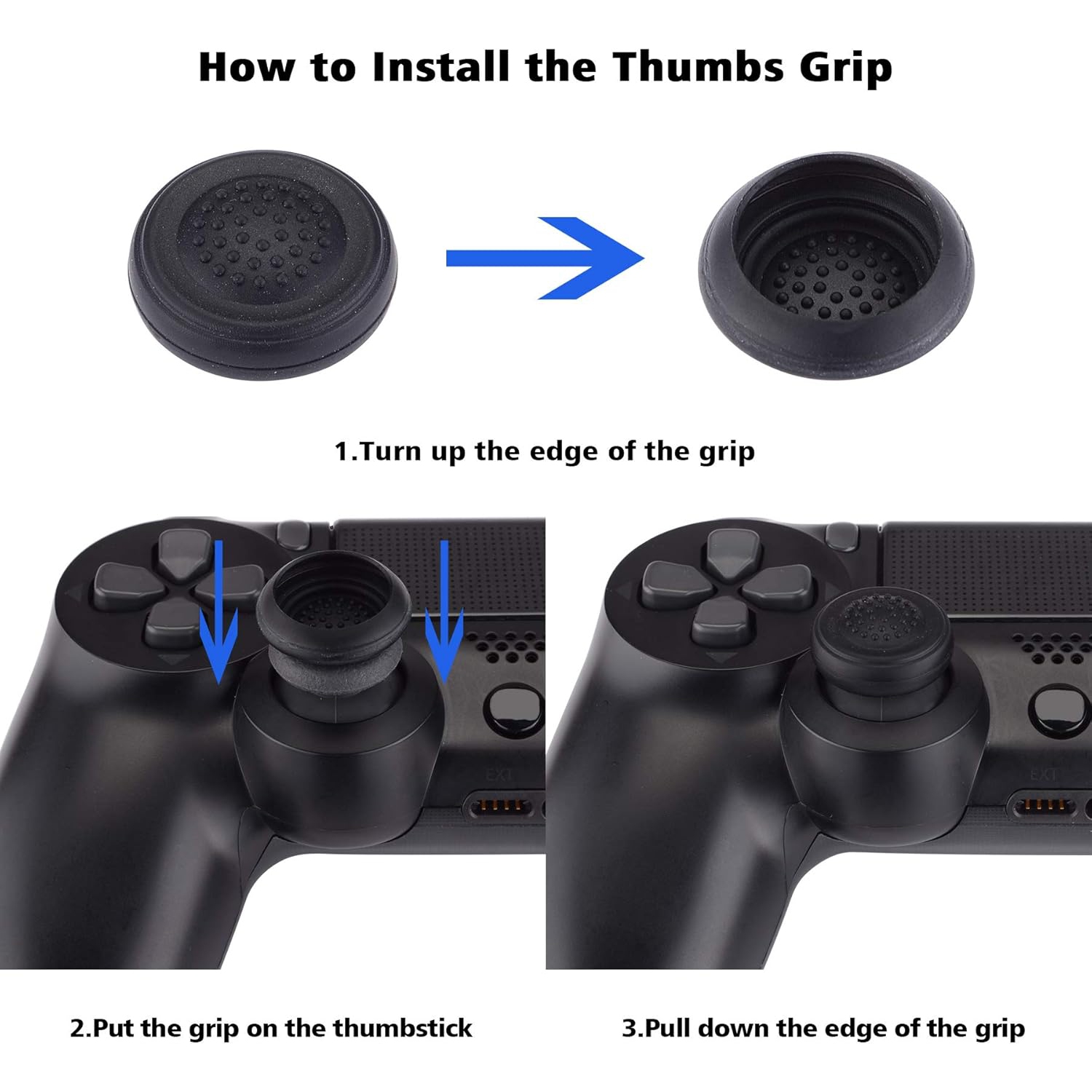 Étui souple ergonomique antidérapant pour manette PS4 Guardian Edition de PlayVital, protecteur en caoutchouc avec capuchons pour manette PS4