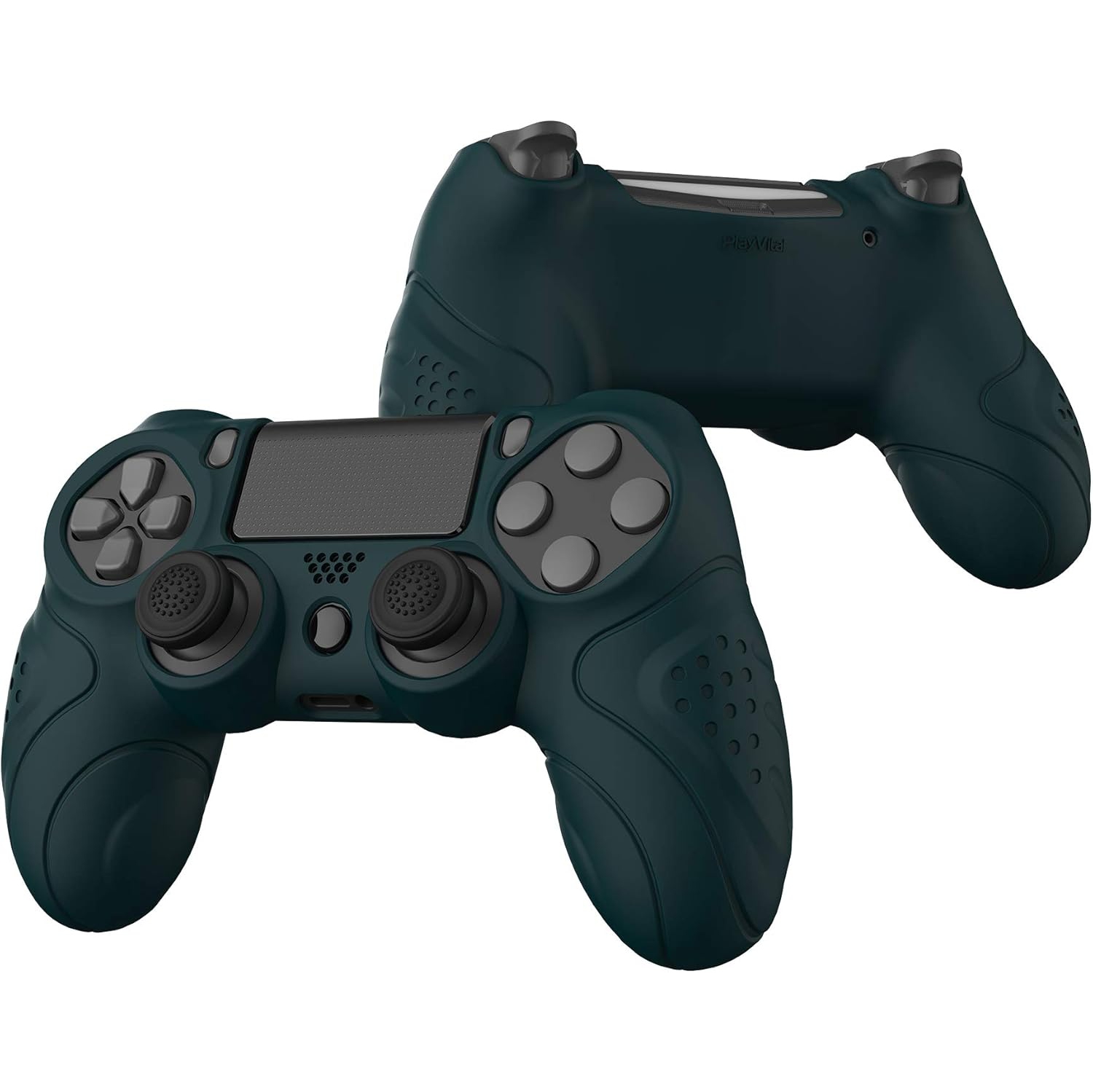 Étui souple ergonomique antidérapant pour manette PS4 Guardian Edition de PlayVital, protecteur en caoutchouc avec capuchons pour manette PS4