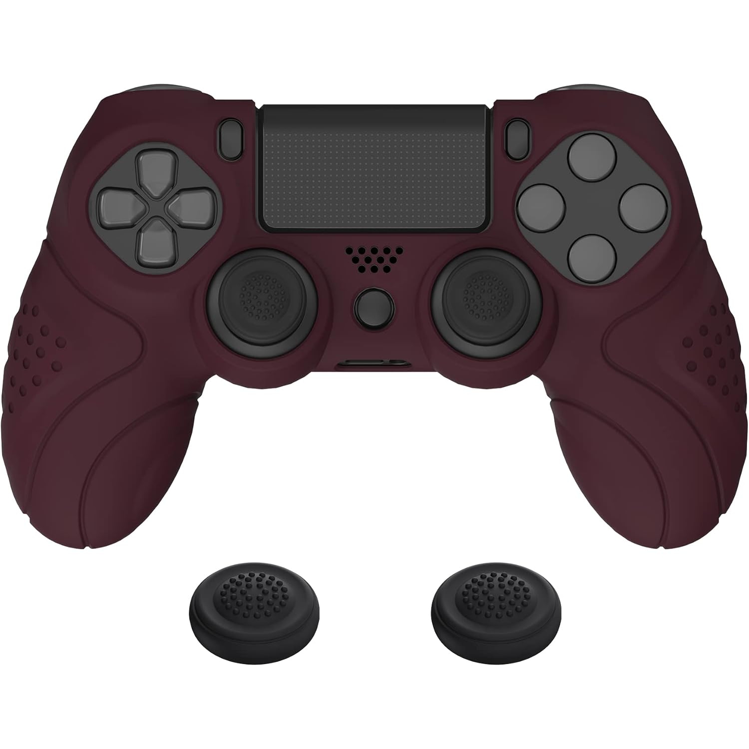 Étui souple ergonomique antidérapant pour manette PS4 Guardian Edition de PlayVital, protecteur en caoutchouc avec capuchons pour manette PS4