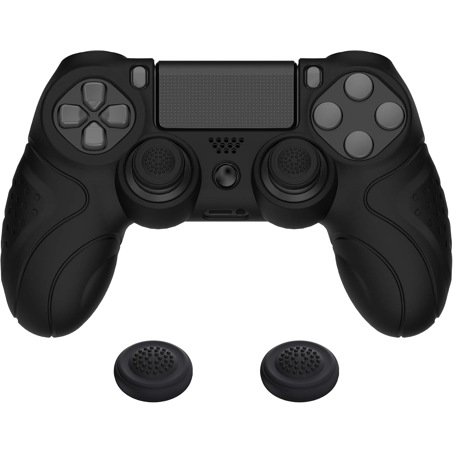 Étui souple antidérapant ergonomique pour manette PS4 Guardian Edition de PlayVital, protecteur en caoutchouc avec capuchons pour manette PS4