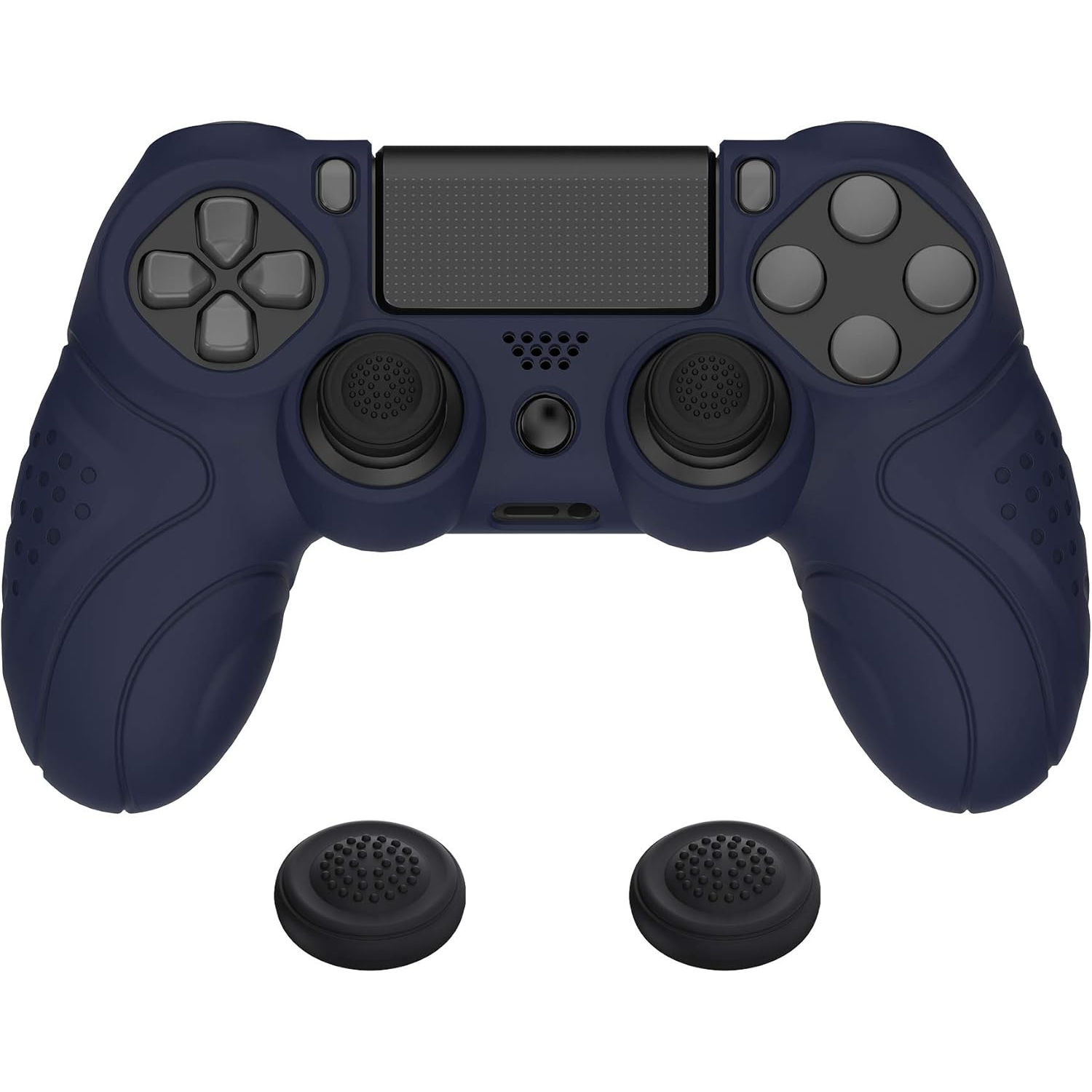 PlayVital Guardian Edition Ergonomic Soft Anti-Slip Controller Case Cover for ps4, Rubber Protector Skin with Caps for ps4 Slim/Pro