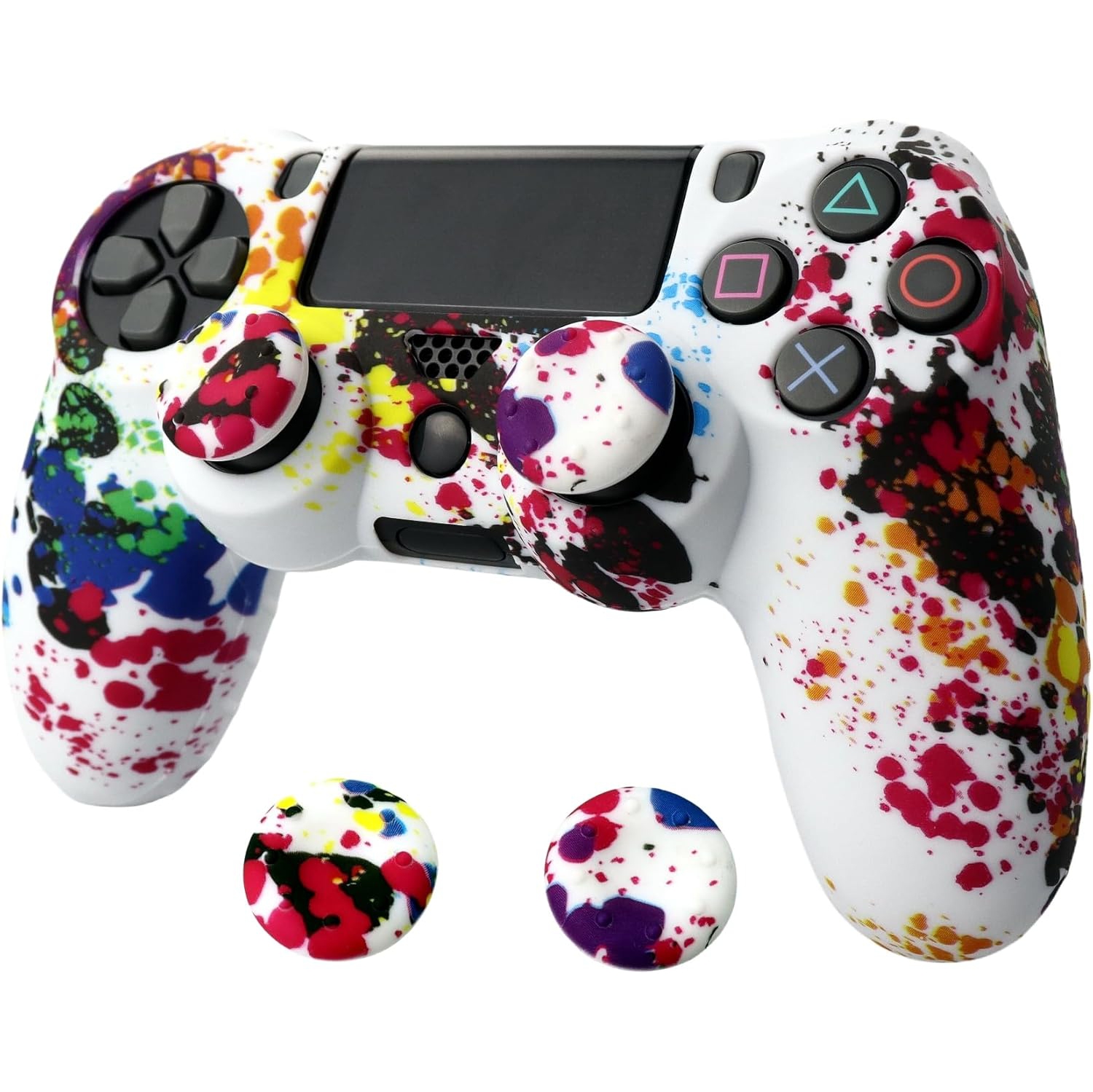 Skin for Ps4 Controller, Anti-Slip Silicone Shell Cover Case with 2pcs Thumb Grip Caps for PS4/ Slim/Pro Dualshock 4 Controller Wireless Gamepad,Dot Spot