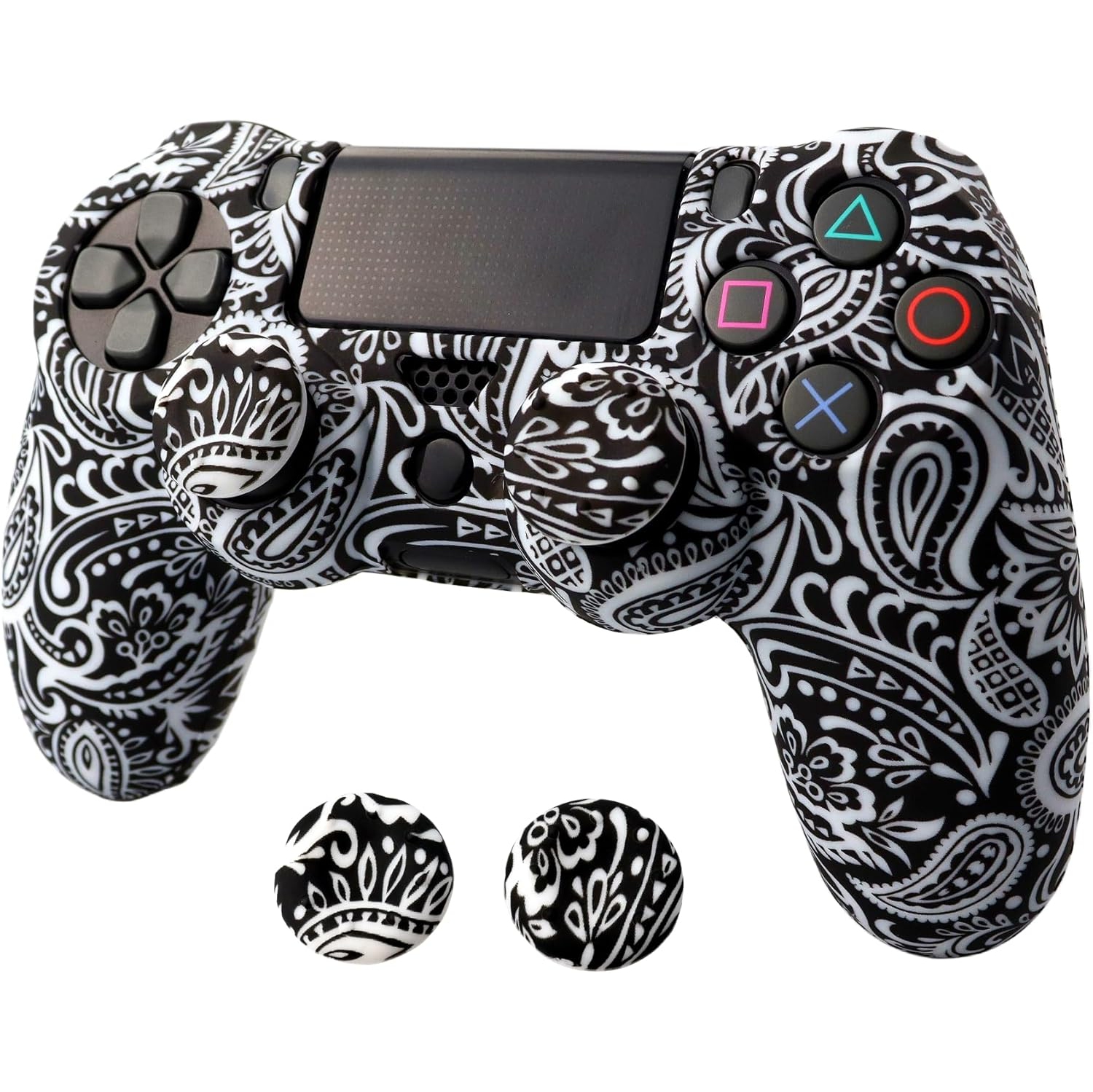 Skin for Ps4 Controller, Anti-Slip Silicone Shell Cover Case with 2pcs Thumb Grip Caps for PS4/ Slim/Pro Dualshock 4 Controller Wireless