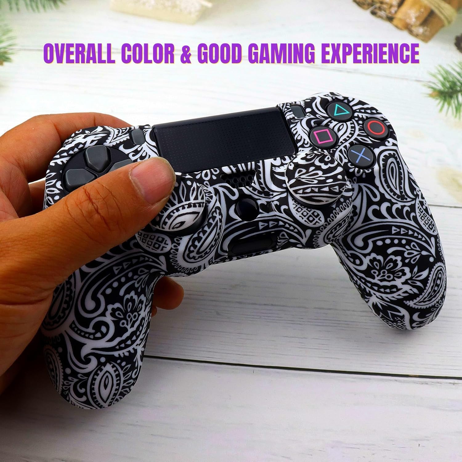 Skin for Ps4 Controller, Anti-Slip Silicone Shell Cover Case with 2pcs Thumb Grip Caps for PS4/ Slim/Pro Dualshock 4 Controller Wireless
