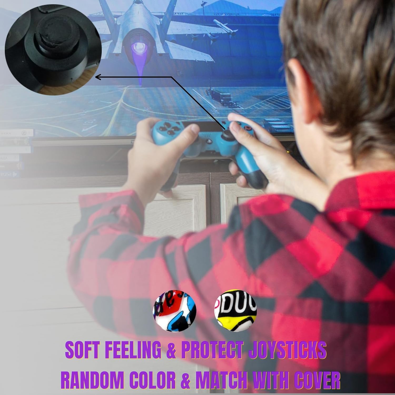 Habillage pour manette de PS4, étui en silicone antidérapant avec 2 capuchons antidérapants pour manette de PS4/Slim/Pro DualShock 4 sans fil,