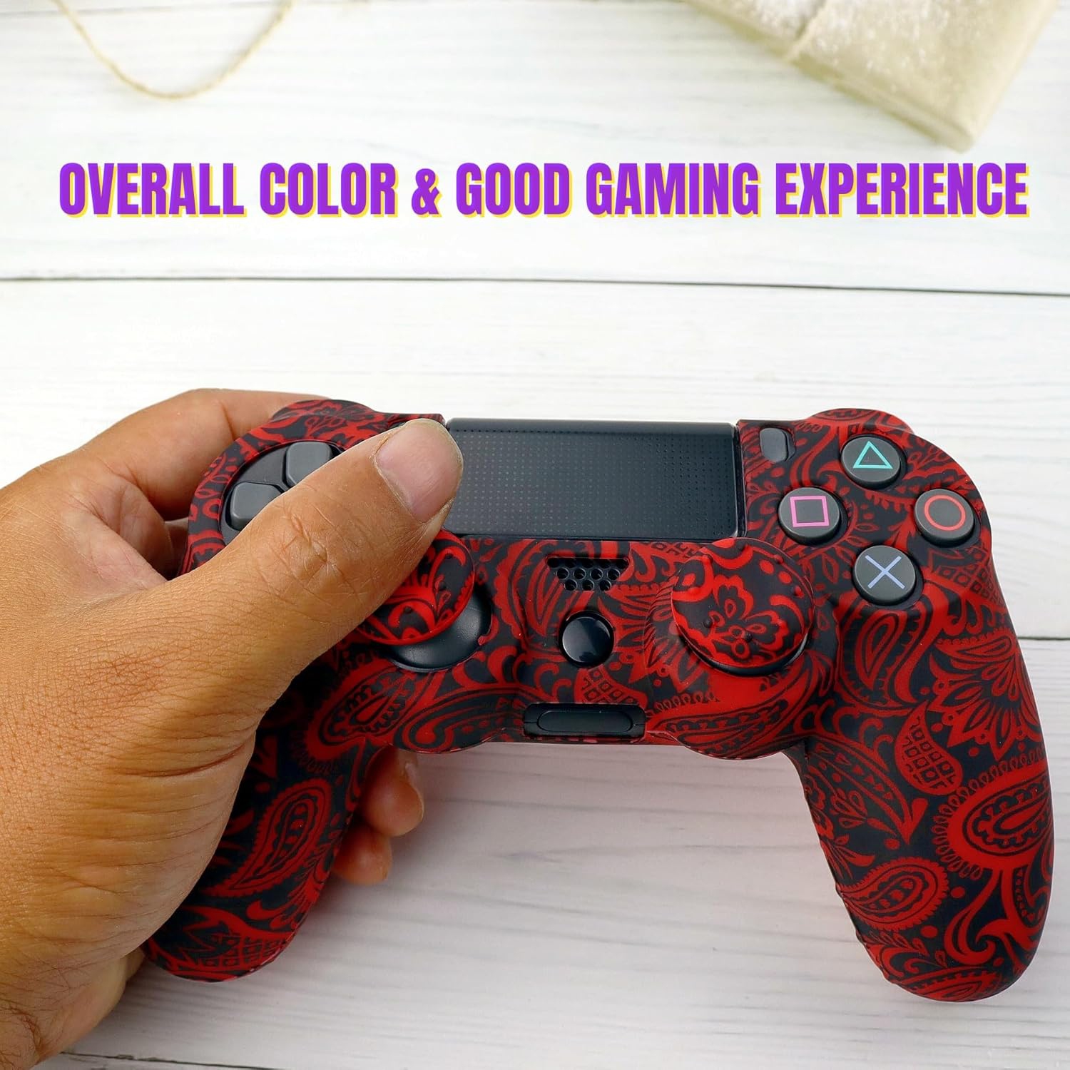 Skin for Ps4 Controller, Anti-Slip Silicone Shell Cover Case with 2pcs Thumb Grip Caps for PS4/ Slim/Pro Dualshock 4 Controller Wireless