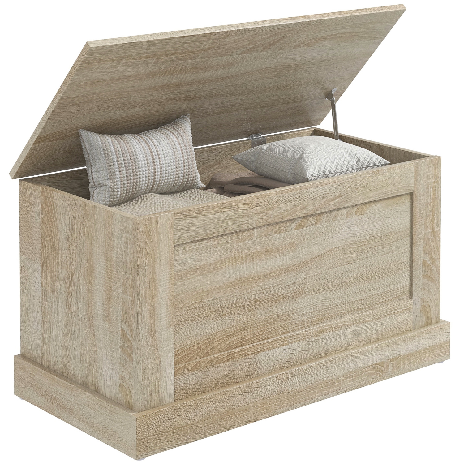 HOMCOM – Commode de rangement, coffre de rangement avec charnière de sécurité, boîte en bois pour salon, entrée, 31,5 17 x 15 7 x 7&nbsp;po, grain de