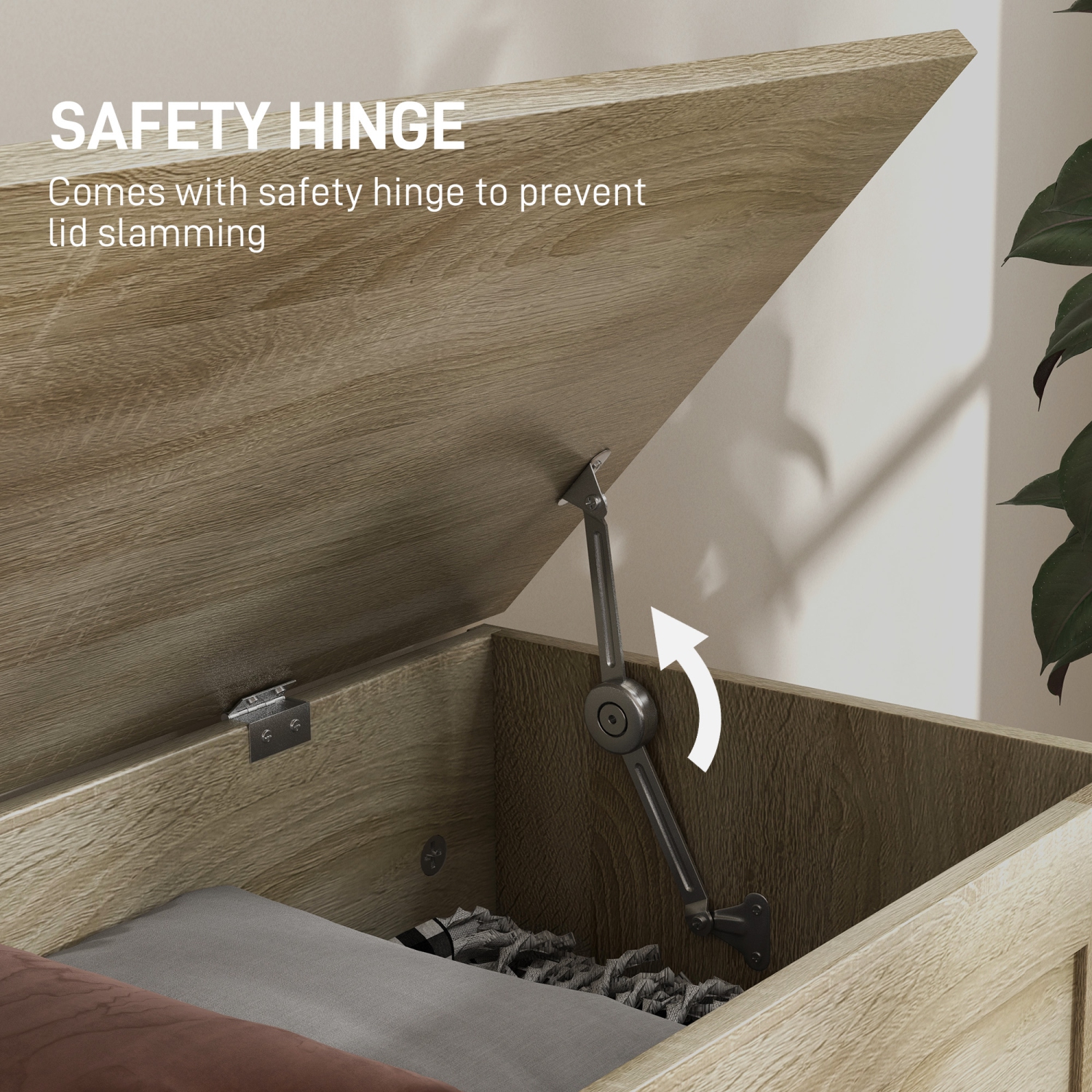 HOMCOM – Commode de rangement, coffre de rangement avec charnière de sécurité, boîte en bois pour salon, entrée, 31,5 17 x 15 7 x 7&nbsp;po, grain de