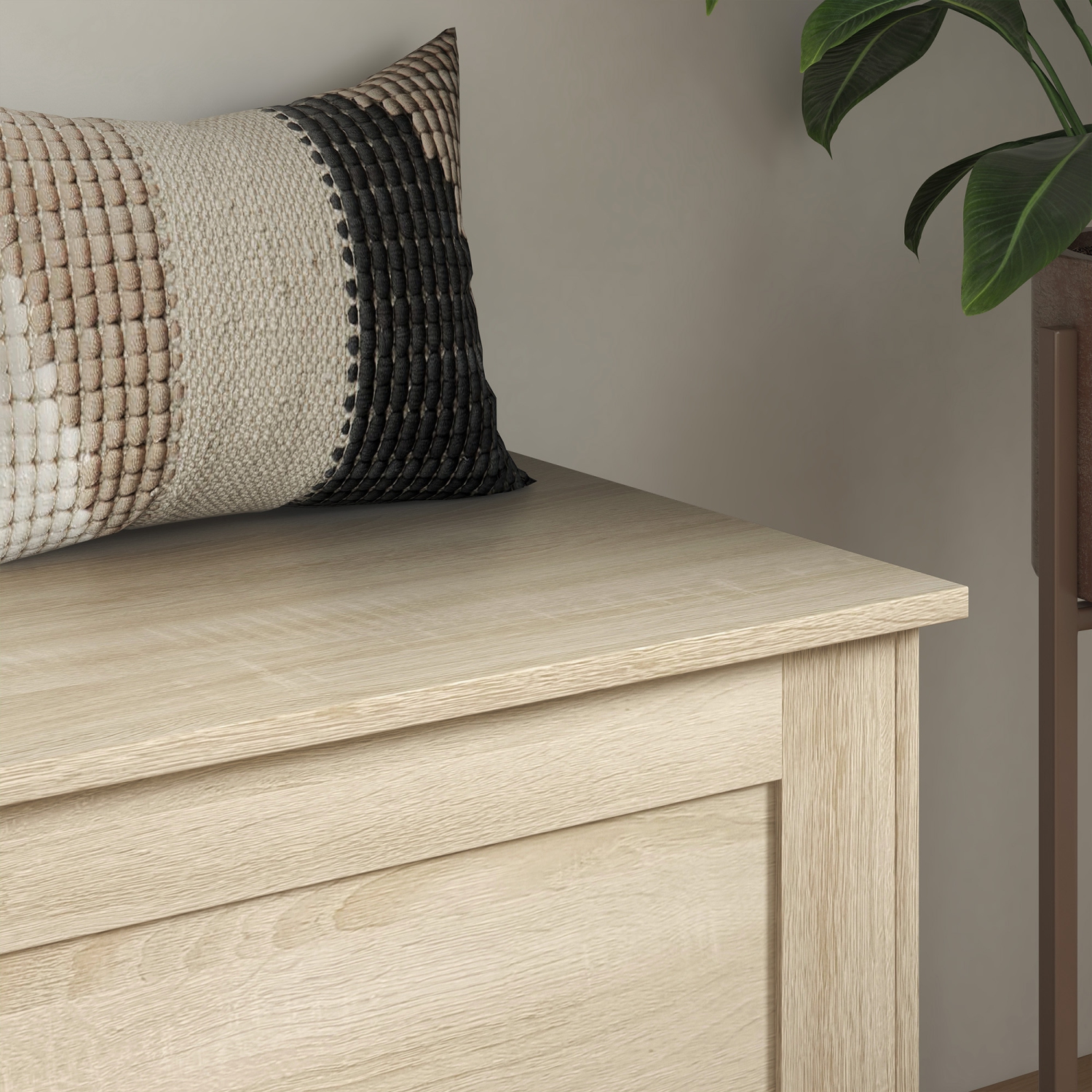 HOMCOM – Commode de rangement, coffre de rangement avec charnière de sécurité, boîte en bois pour salon, entrée, 31,5 17 x 15 7 x 7&nbsp;po, grain de