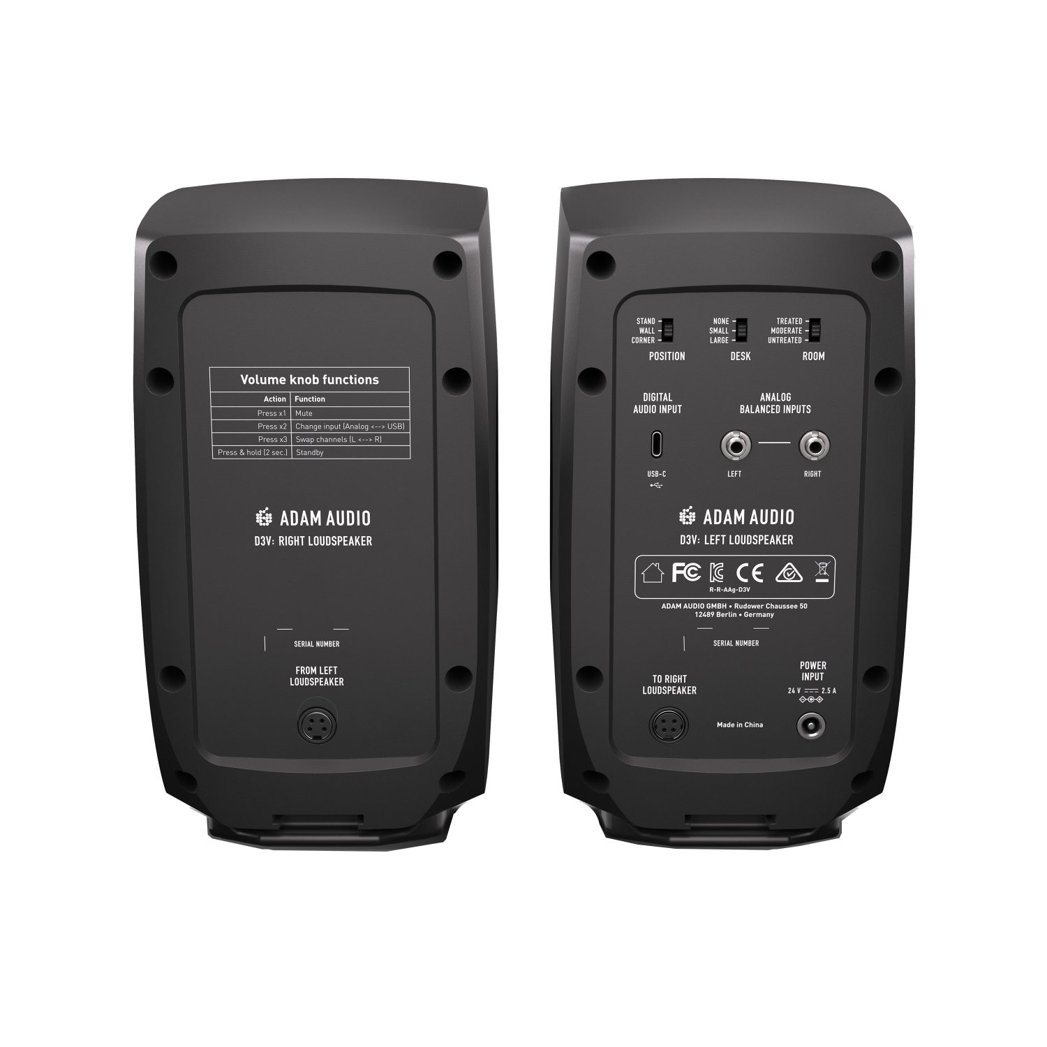 Système de surveillance actif de bureau 3&nbsp;V D'ADAM Audio - Noir