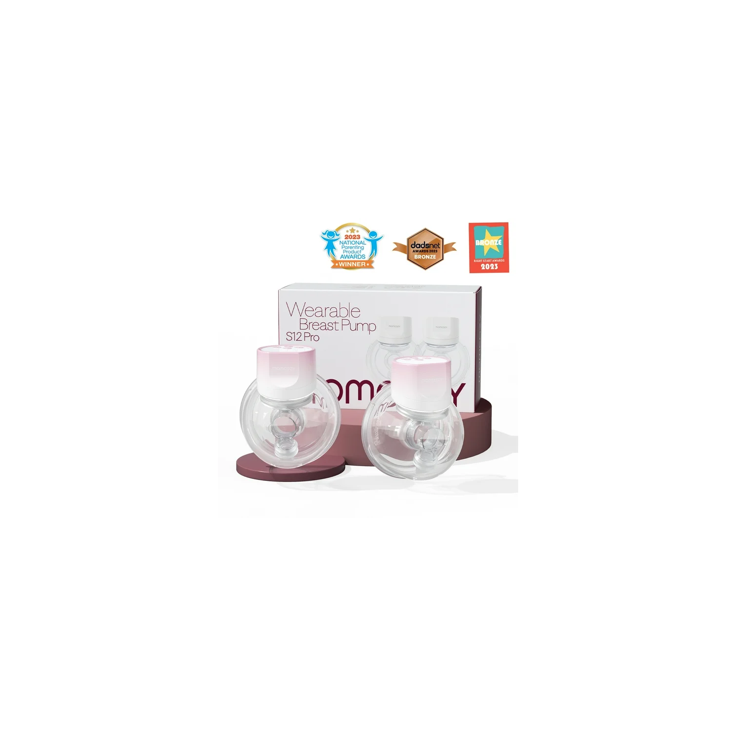 Momcozy S12 Pinky Pro Electric Hands Free Breast Pump Wearable, 24mm, 3 Modes & 9 Levels Electric Pump Portable, Smart Display, 2 Pack