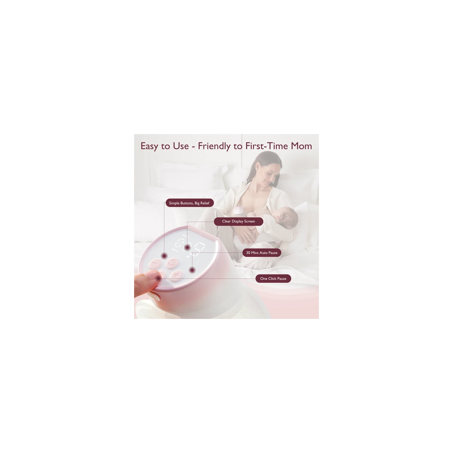 Momcozy S12 Pinky Pro Electric Hands Free Breast Pump Wearable, 24mm, 3 Modes & 9 Levels Electric Pump Portable, Smart Display, 2 Pack