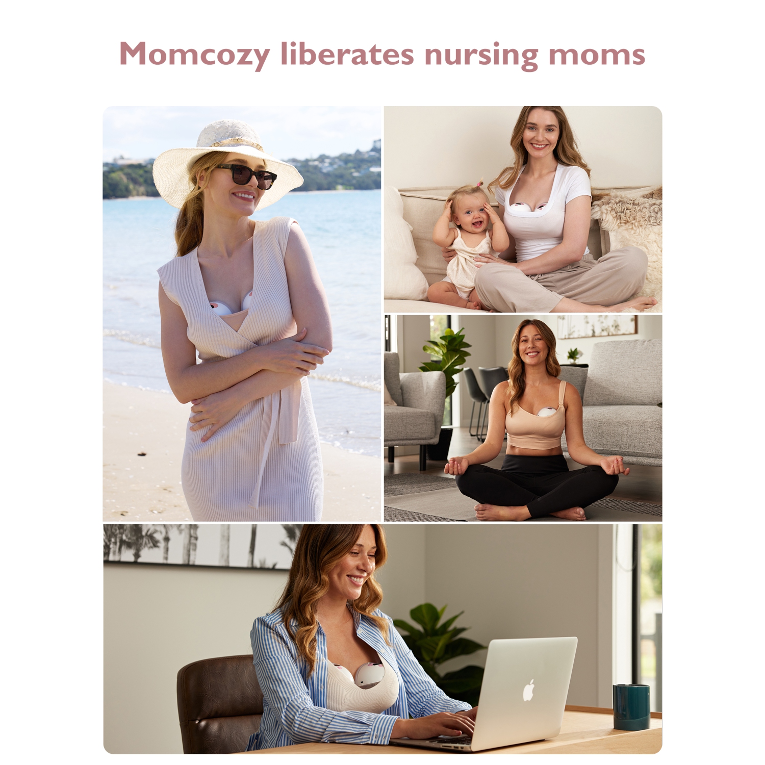 Momcozy All-in-one M5 Wearable Breast Pump, Hands-Free Electric Breast Pump, Double-Sealed Flange with 3 Modes and 9 Levels, Pink