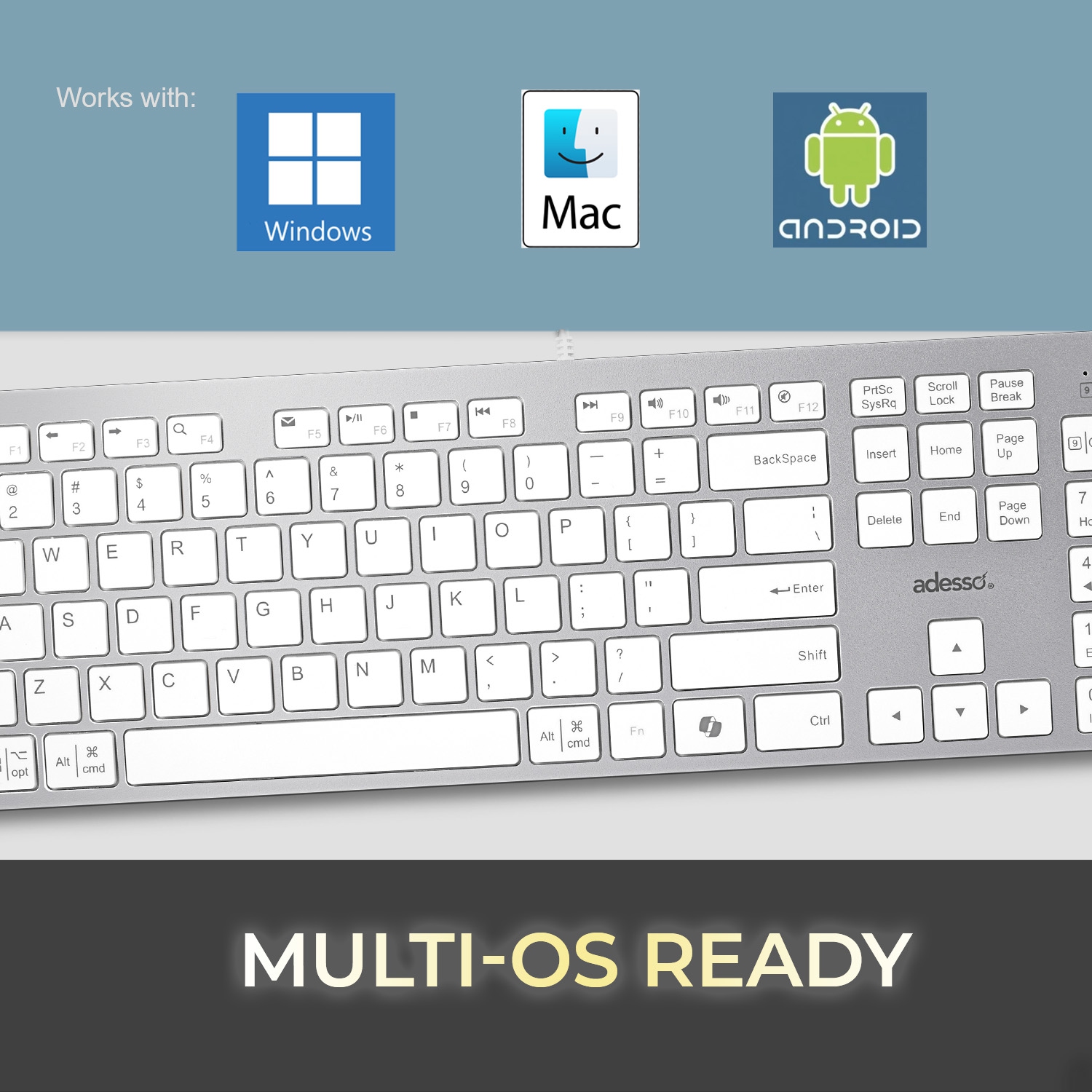 Français - Clavier USB-C à touches ciseaux multisystème d'exploitation avec touche de raccourci CoPilot AI et ports USB-C, USB-A et 3,5&nbsp;mm