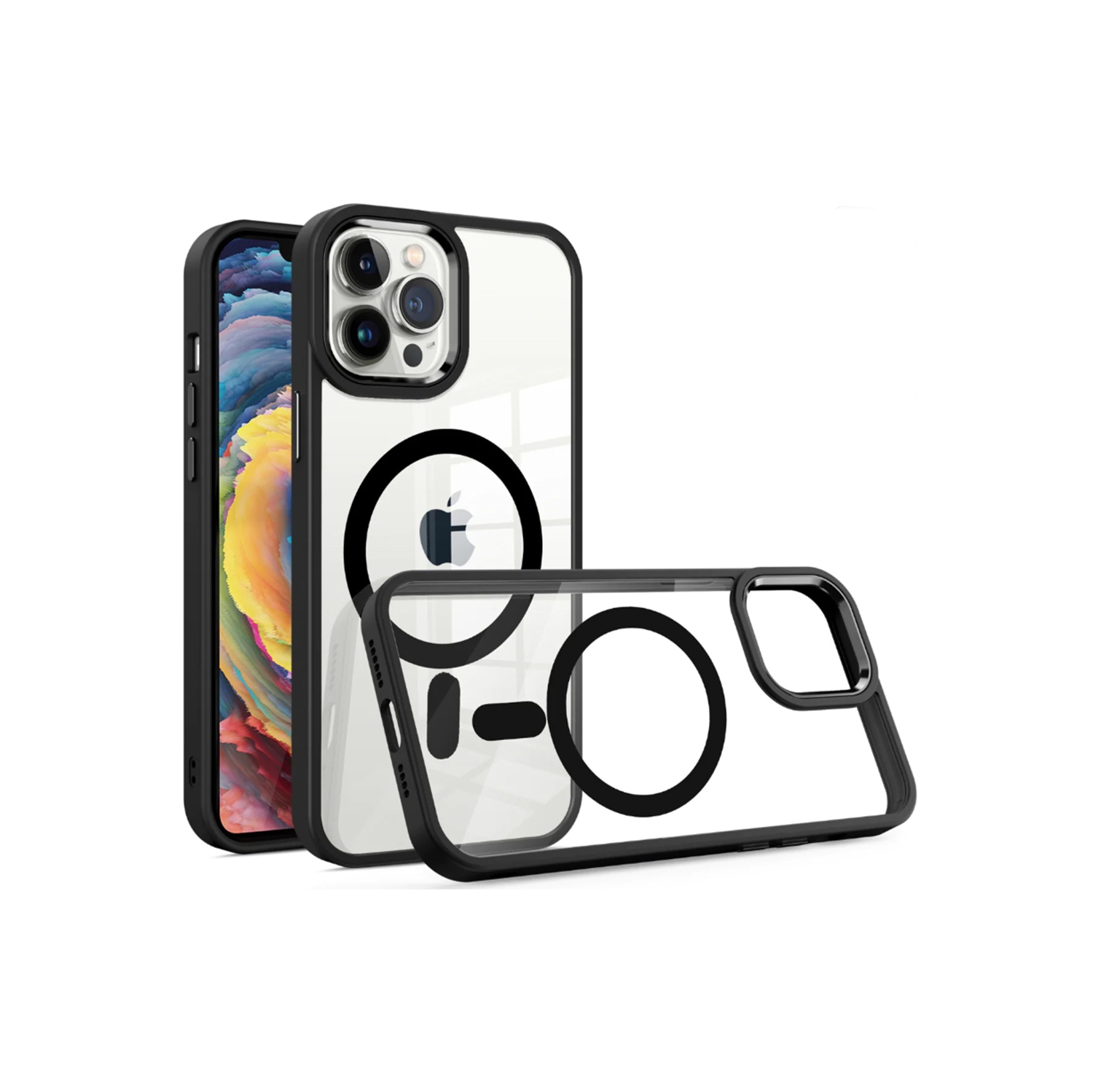 [CS] Transparent Hard PC Hybrid Magnetic MagSafe Case Cover for iPhone 14 Pro Max, Black