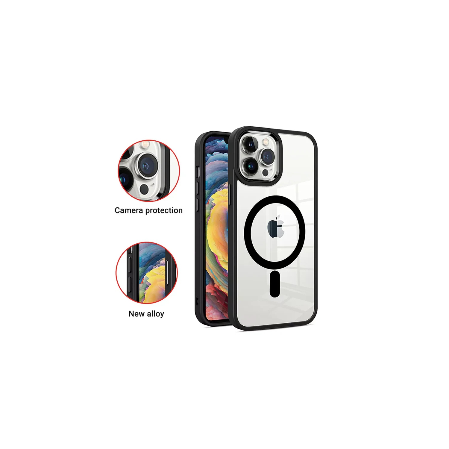 [CS] Étui transparent pour iPhone 16 Plus, étui magnétique hybride, MagSafe, bleu marine