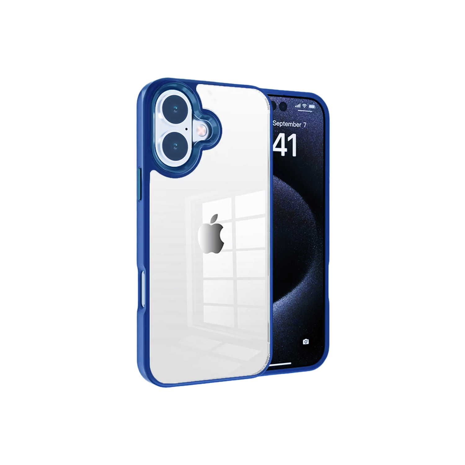 [CS] Étui rigide transparent hybride pour iPhone 16 Plus, bleu marine