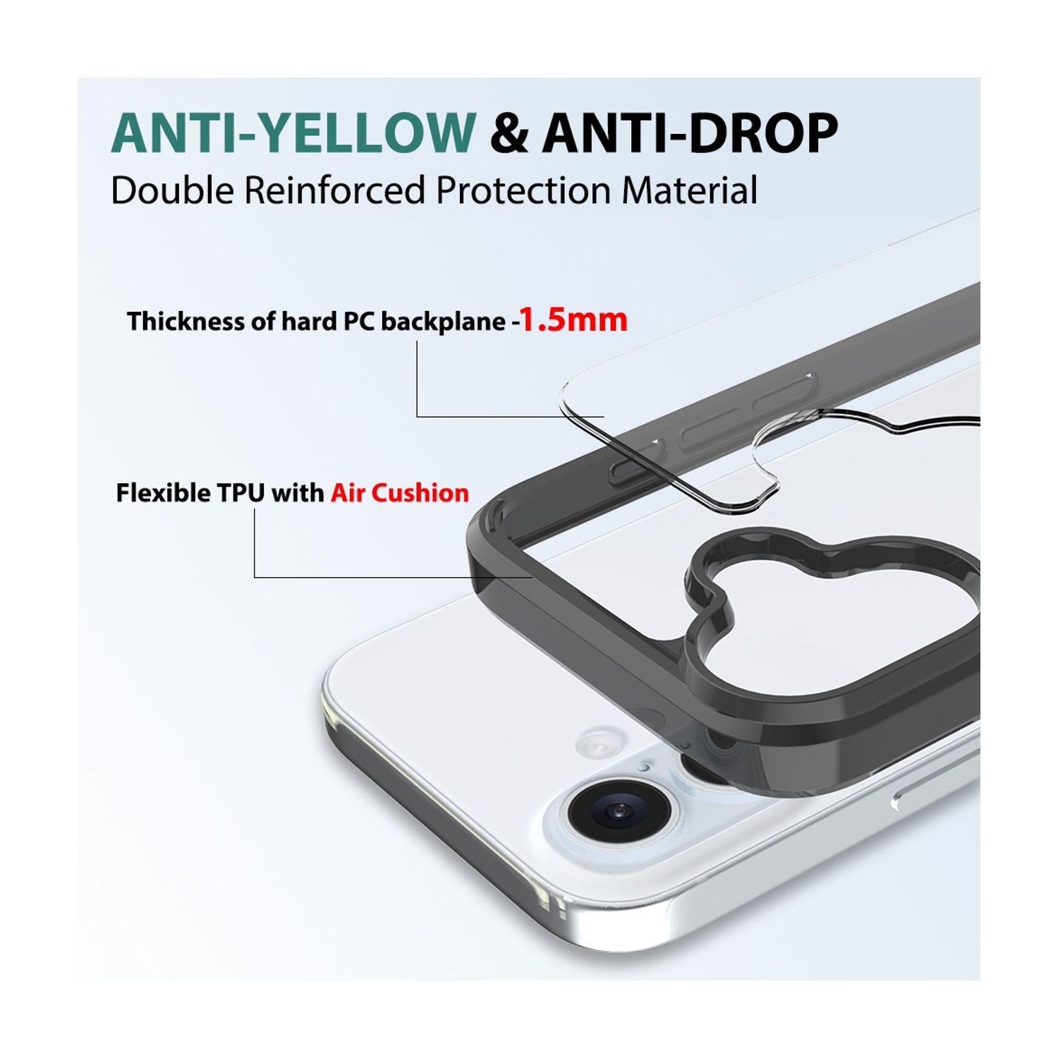 [CS] Étui rigide transparent hybride pour iPhone 16 Plus, vin