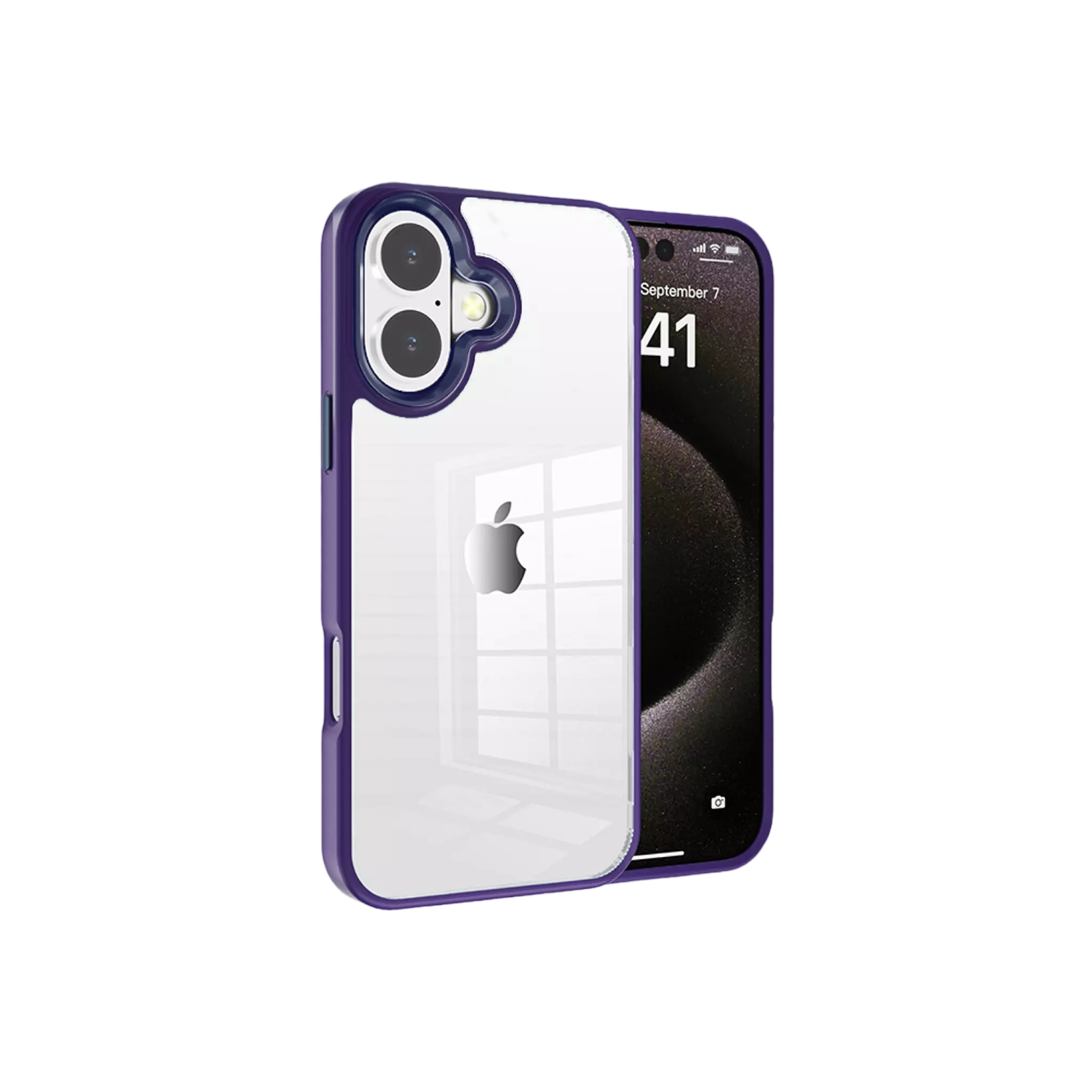 [CS] Transparent Hard PC Hybrid Case Cover for iPhone 16 Plus, Purple