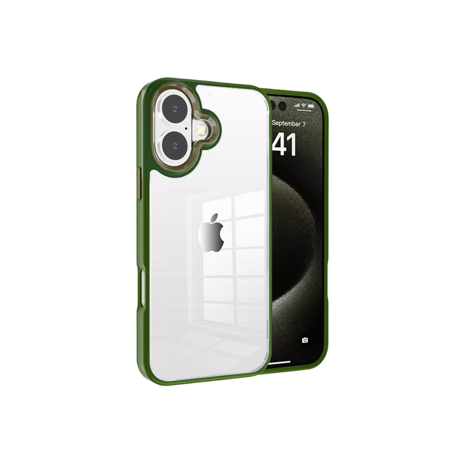 [CS] Étui rigide transparent hybride pour iPhone 16 Plus, vert