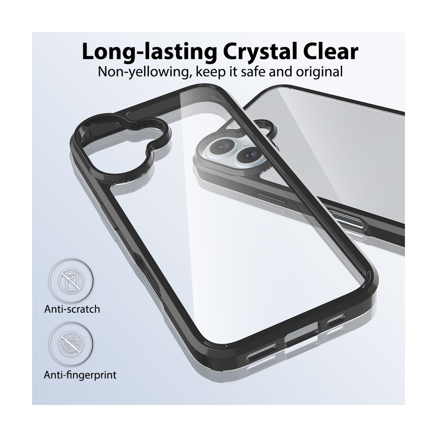 [CS] Étui rigide transparent hybride pour iPhone 16 Plus, vert