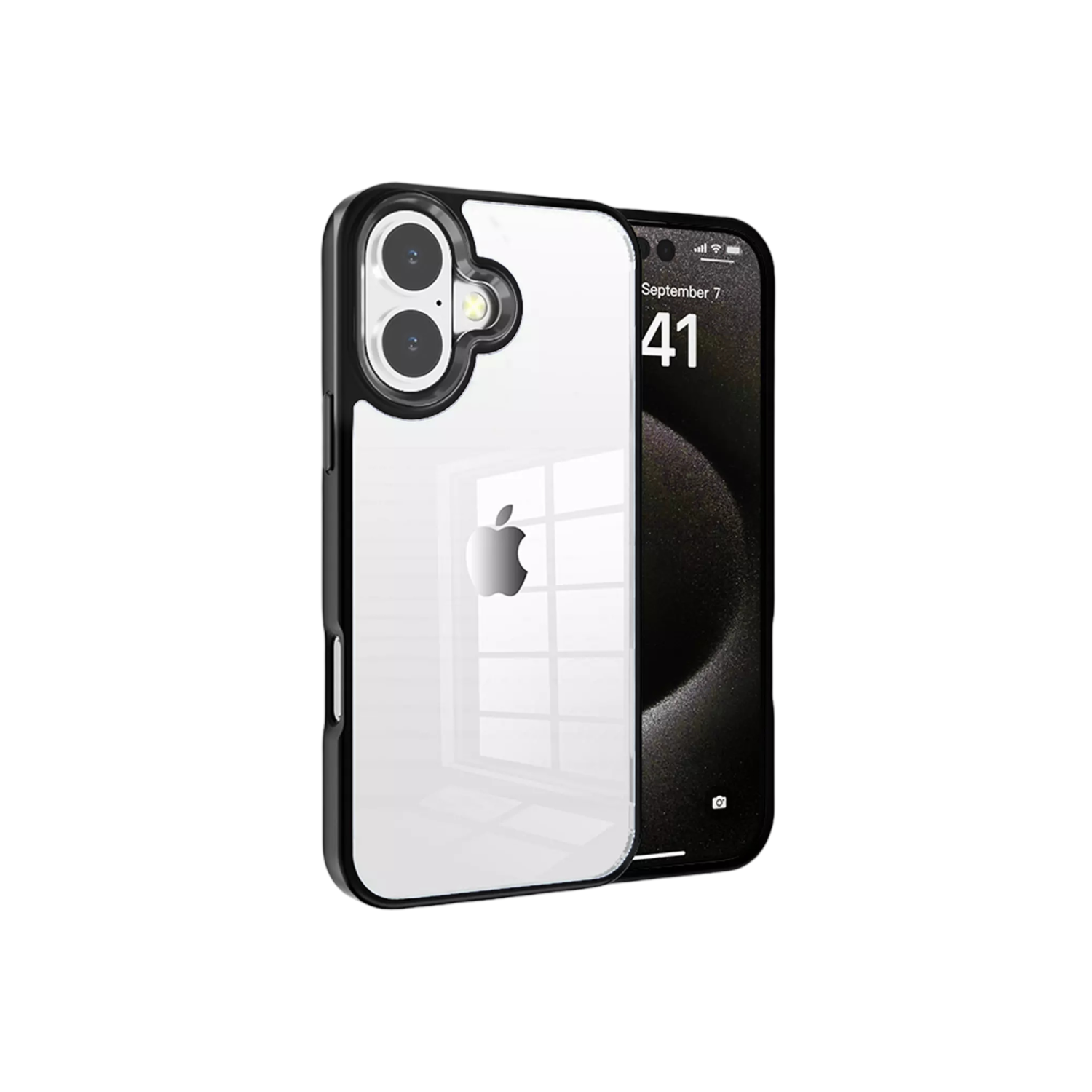 [CS] Transparent Hard PC Hybrid Case Cover for iPhone 16 Plus, Black