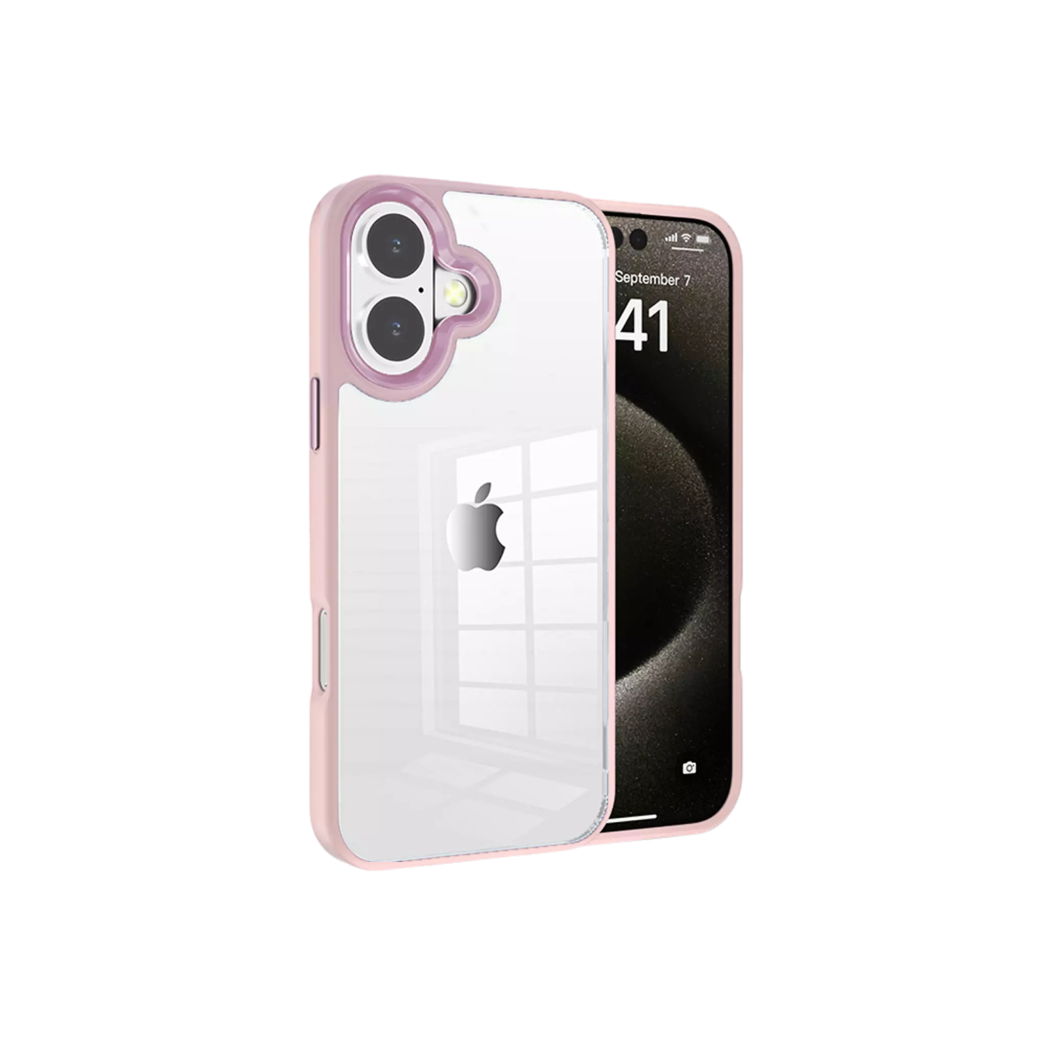 [CS] Transparent Hard PC Hybrid Case Cover for iPhone 16 Plus, Rose Gold