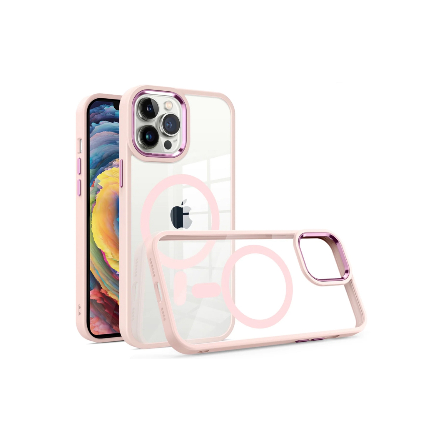 [CS] Transparent Hard PC Hybrid Magnetic MagSafe Case Cover for iPhone 16 Pro Max, Rose Gold