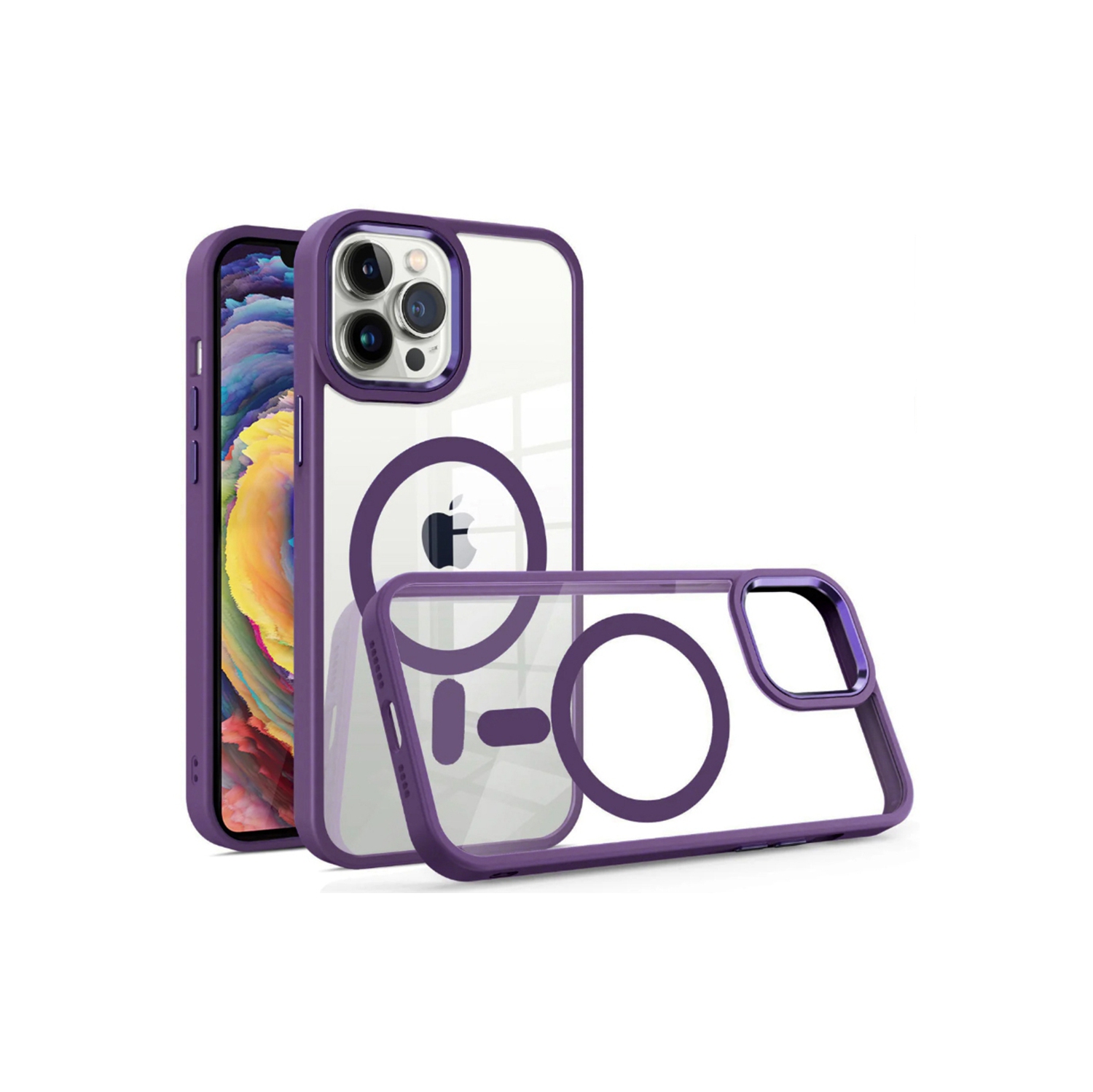 [CS] Transparent Hard PC Hybrid Magnetic MagSafe Case Cover for iPhone 16 Pro Max, Purple