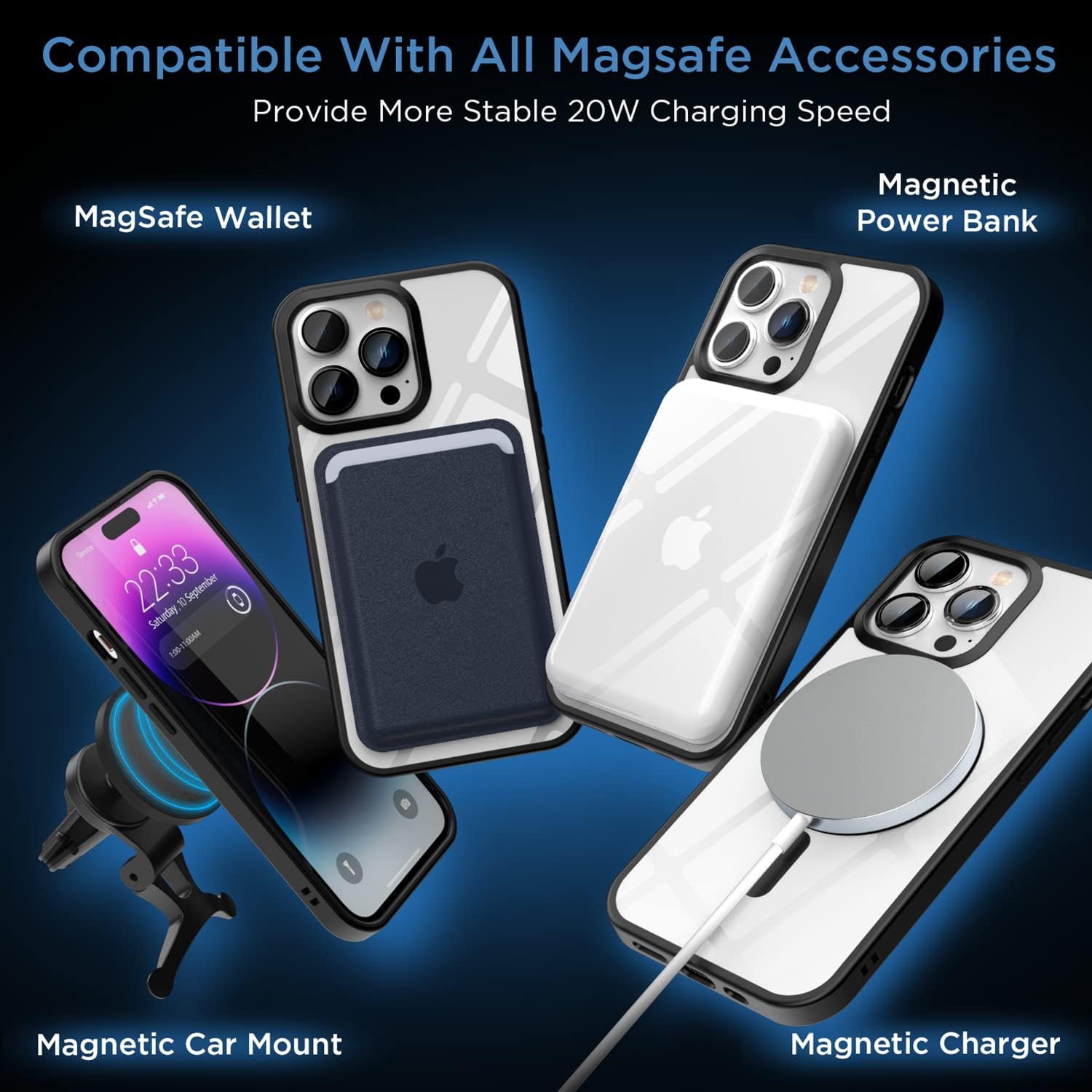 [CS] Transparent Hard PC Hybrid Magnetic MagSafe Case Cover for iPhone 16 Pro Max, Purple