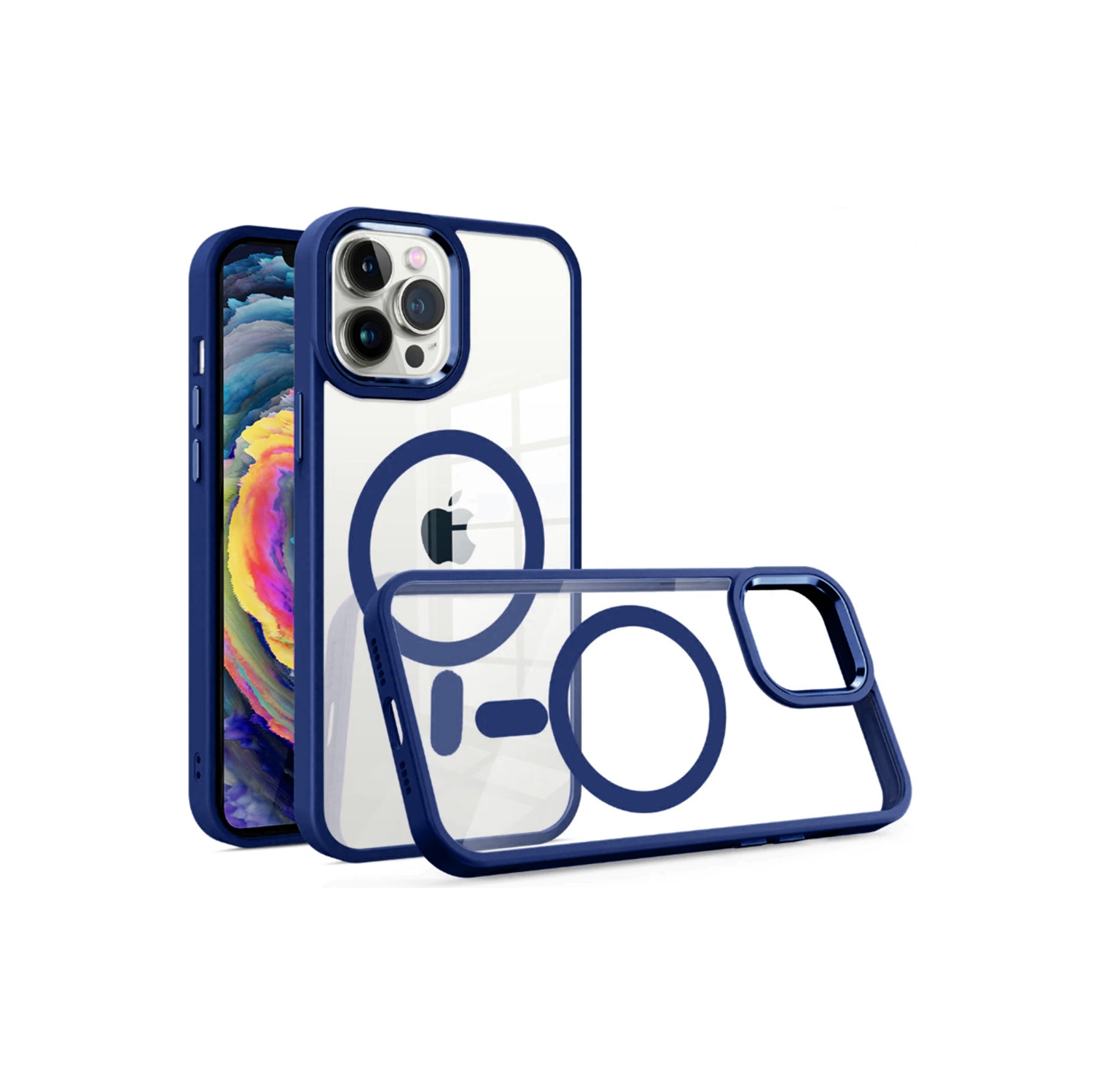 [CS] Transparent Hard PC Hybrid Magnetic MagSafe Case Cover for iPhone 16 Pro Max, Navy