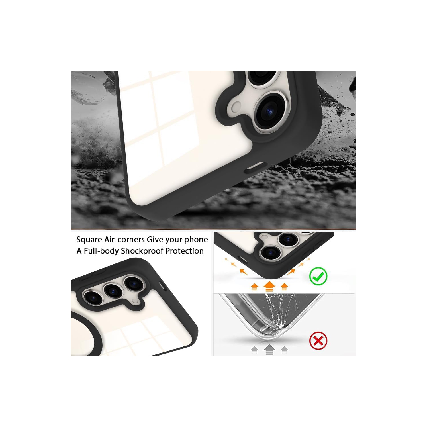 [CS] Étui transparent rigide magnétique MagSafe hybride pour Samsung Galaxy S25/S24, bleu marine