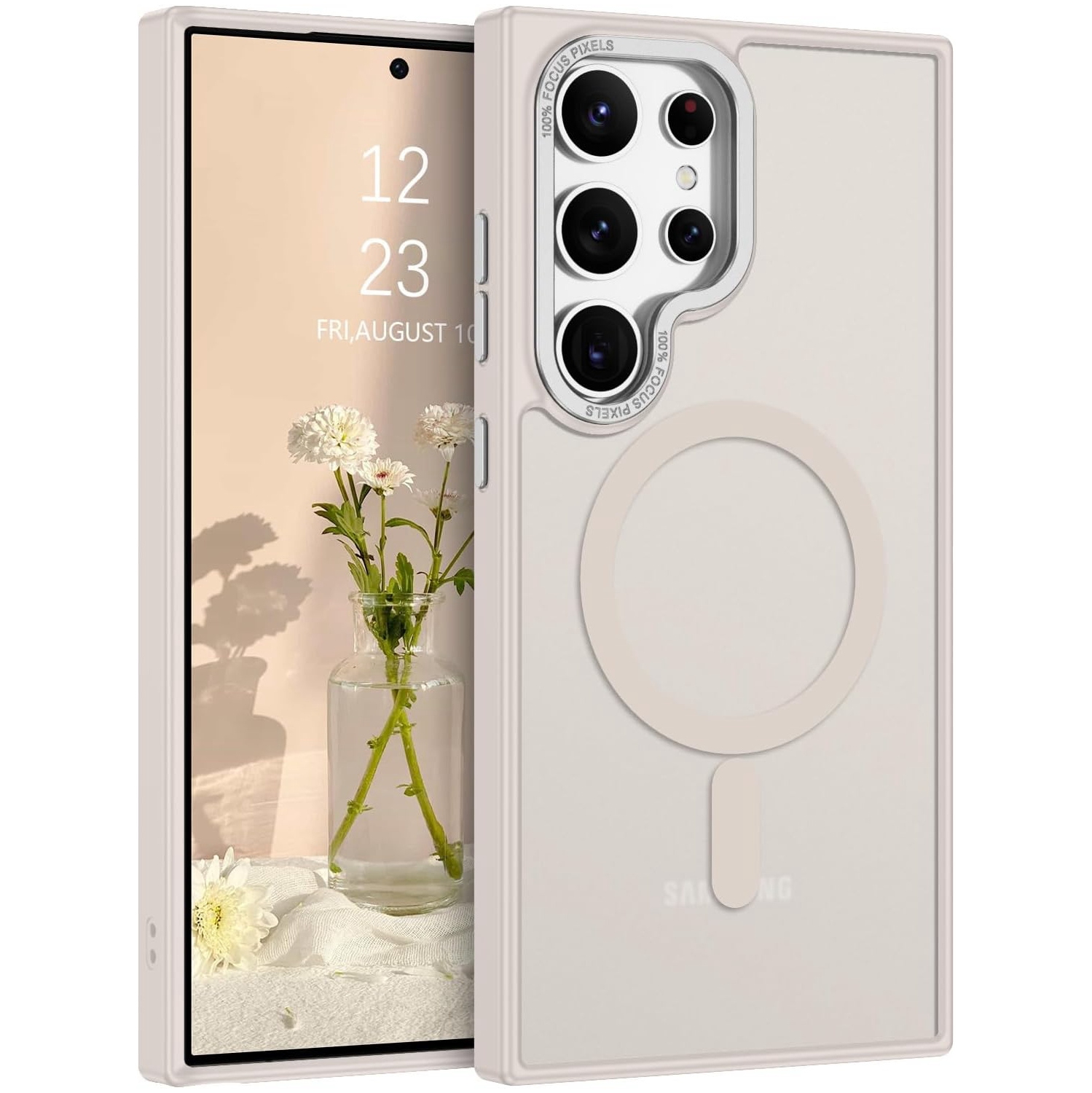 [CS] Étui magnétique en silicone mat avec MagSafe pour Galaxy S24 Ultra de Samsung, gris