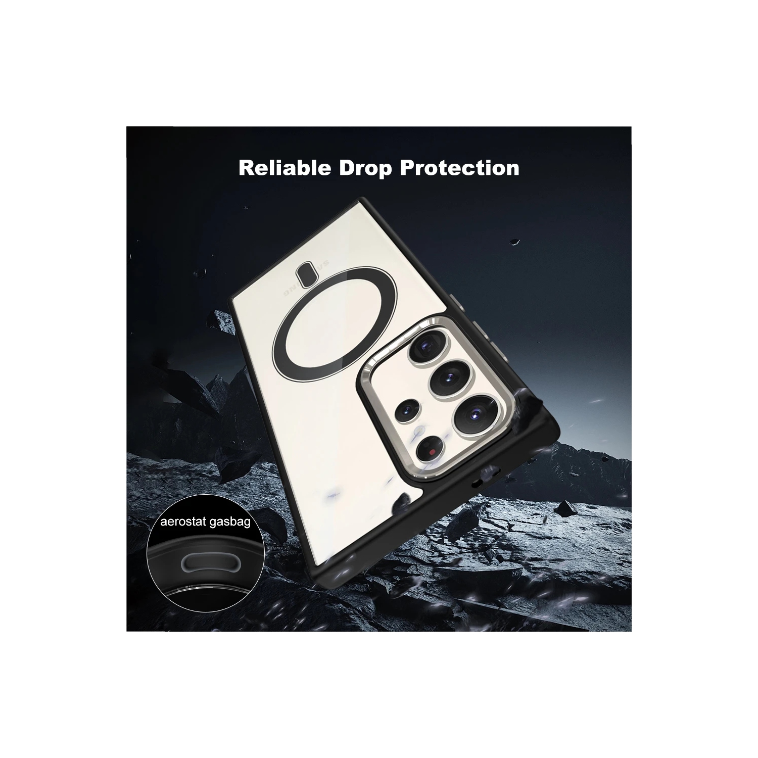 [CS] Transparent Hard PC Hybrid Magnetic MagSafe Case Cover for Samsung Galaxy S24 Ultra, Purple