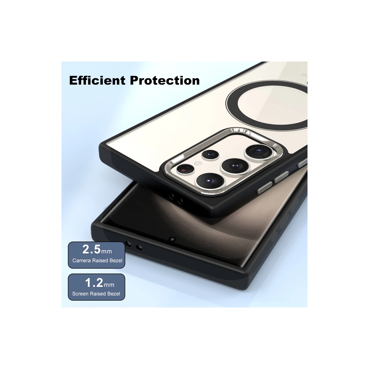 [CS] Transparent Hard PC Hybrid Magnetic MagSafe Case Cover for Samsung Galaxy S24 Ultra, Black