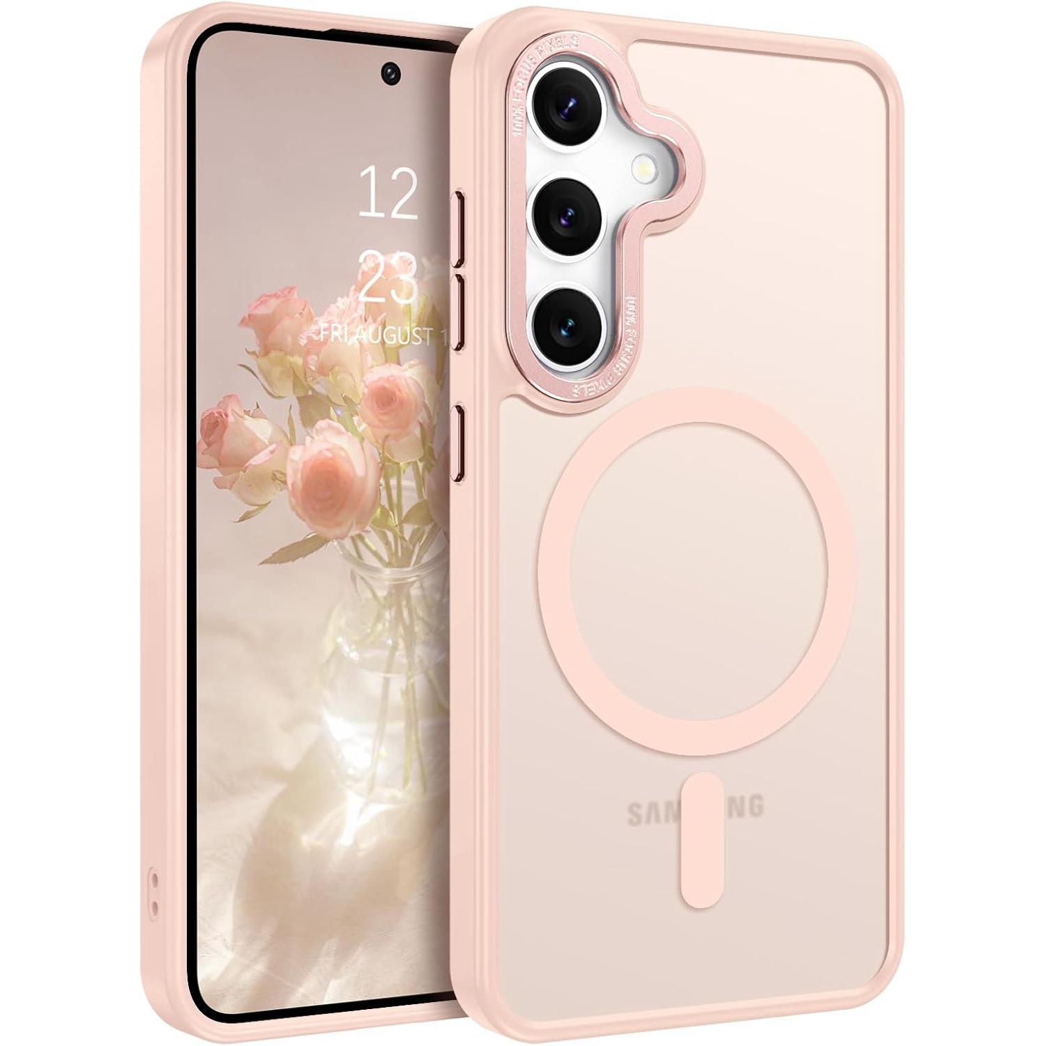 [CS] Étui magnétique en silicone mat avec MagSafe pour Samsung Galaxy S25/S24, rose doré