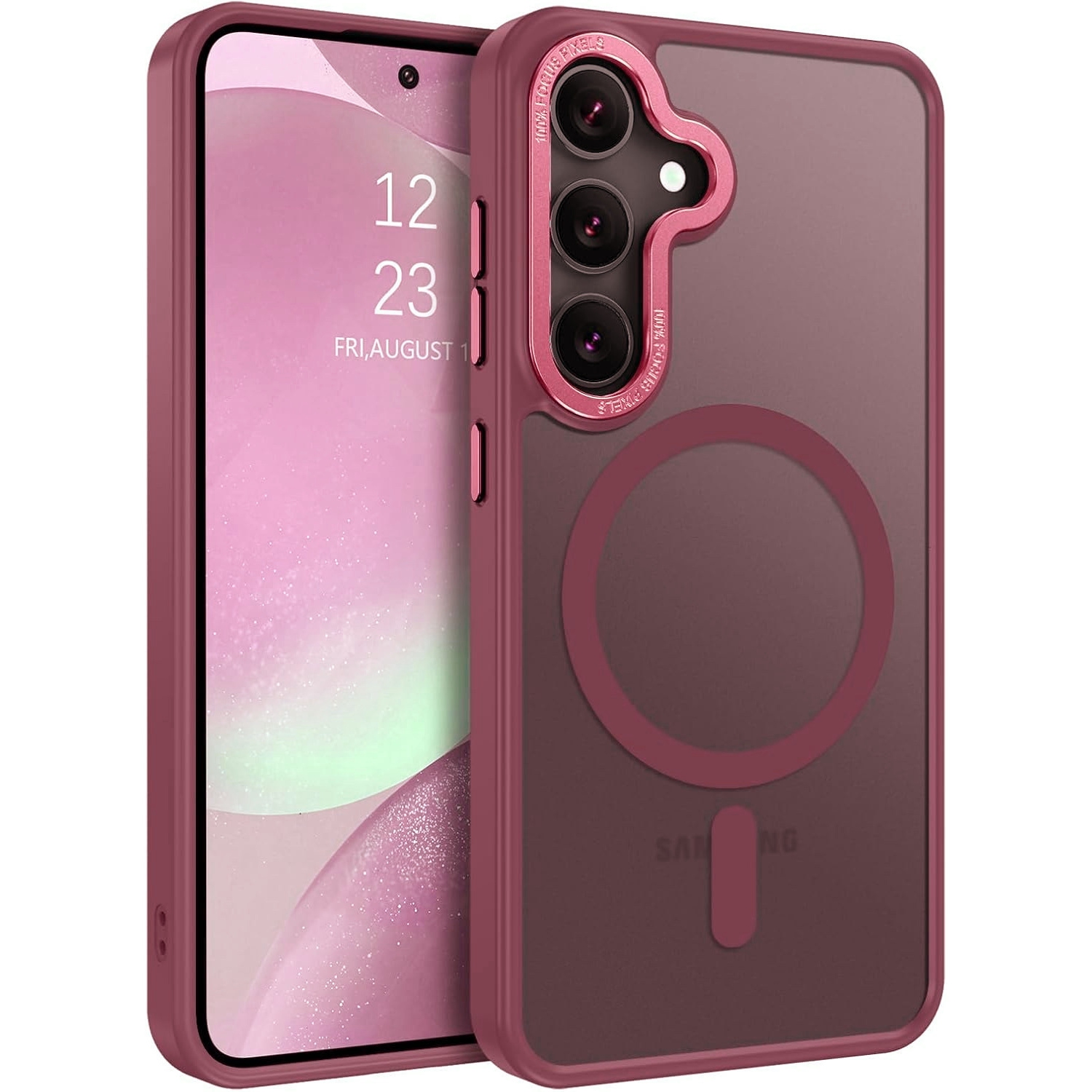 [CS] Matte Silicone Hybrid Magnetic MagSafe Case Cover for Samsung Galaxy S25 Plus / S24 Plus, Wine