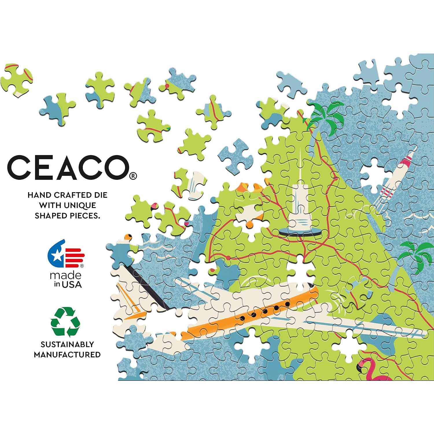 Ceaco – Ensemble de casse-têtes 5-en-1 édition limitée – Affiches en avion de Walt – Contient 5 casse-têtes Expo D23 de Disney – 300 pièces, (2) 500