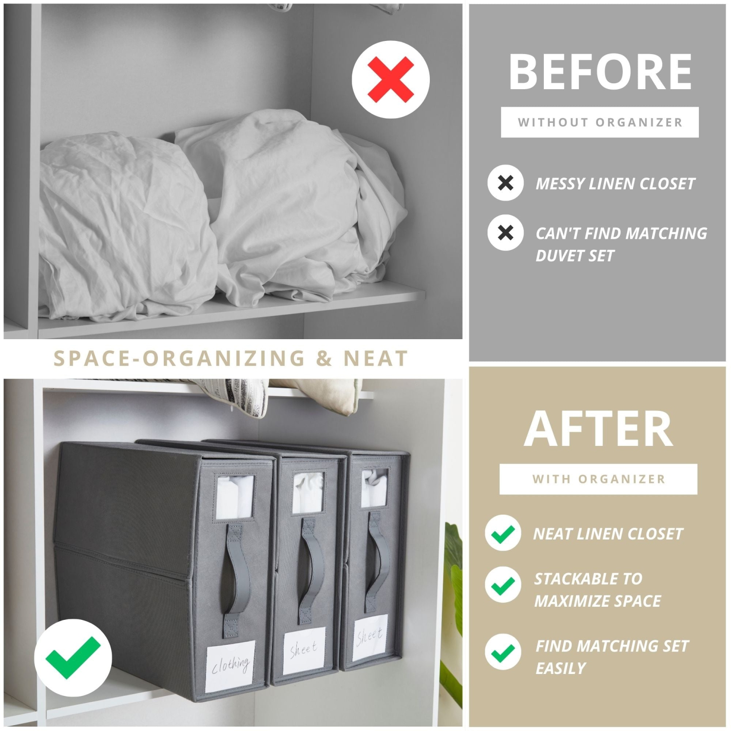 Rangement et rangement de draps pliables DECOMOMO