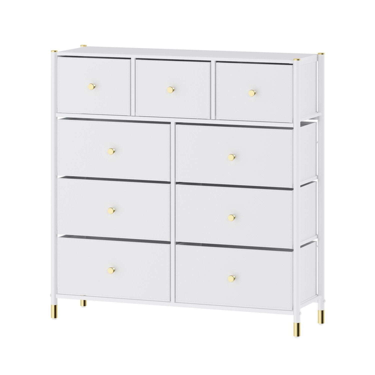Tall Dresser Storage with Baskets | 4 Tier - 9 Drawers | Chest of Drawers